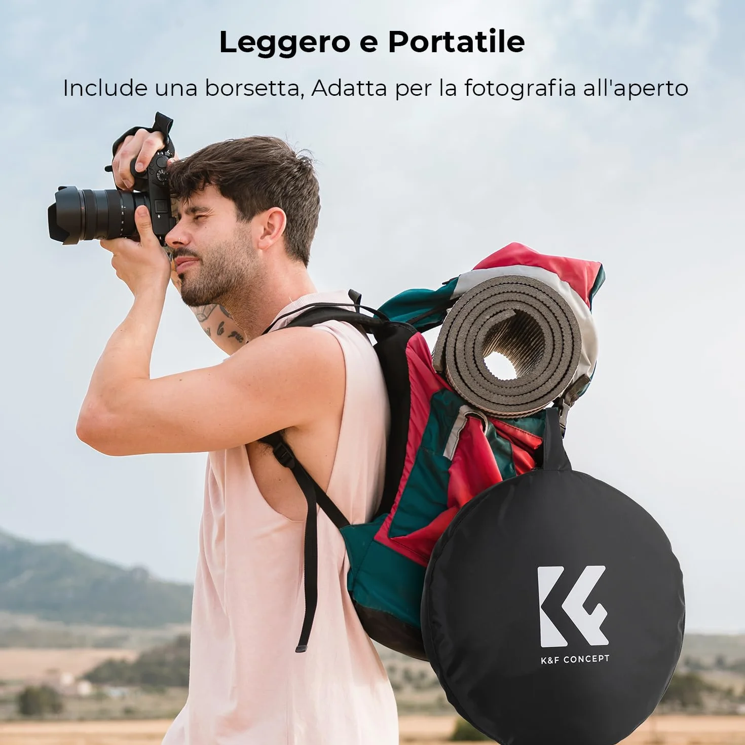 K&F CONCEPT 5-in-1 Riflettore di luce 43" (110 cm) Diffusore Fotografico Pieghevole Portatile per Studio e Illuminazione Esterna Oro Argento Bianco Nero Traslucido