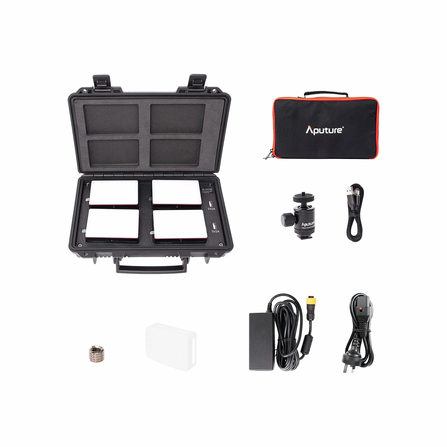 Aputure Amaran AL-MC - Kit da viaggio con 4 luci, RGBWW per fotocamera, 3200K-6500K, CRI/TLCI 96+, Modalità HSI, Supporto per Attrazione Magnetica e App e Ricarica Wireless con USB-C