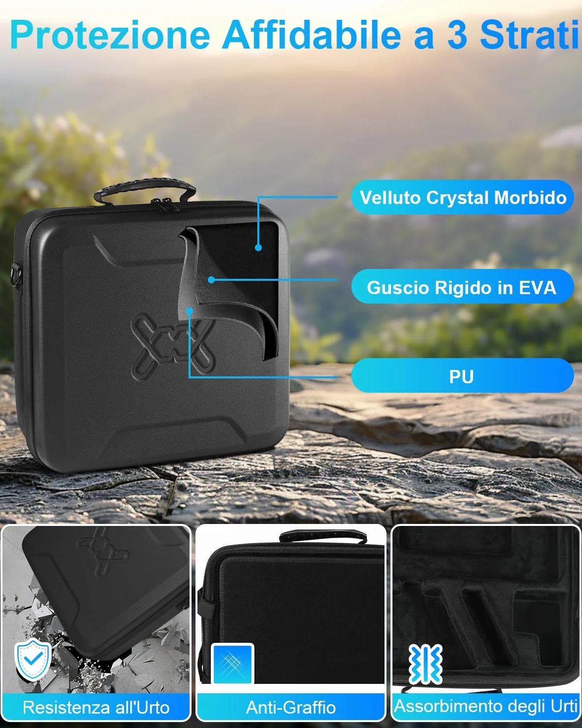 Mwin Starlink Mini Case Custodia Leggera da Viaggio in EVA Resistente Agli Spruzzi e Agli Urti con Tracolla, Borsa Rigida Portatile Nera