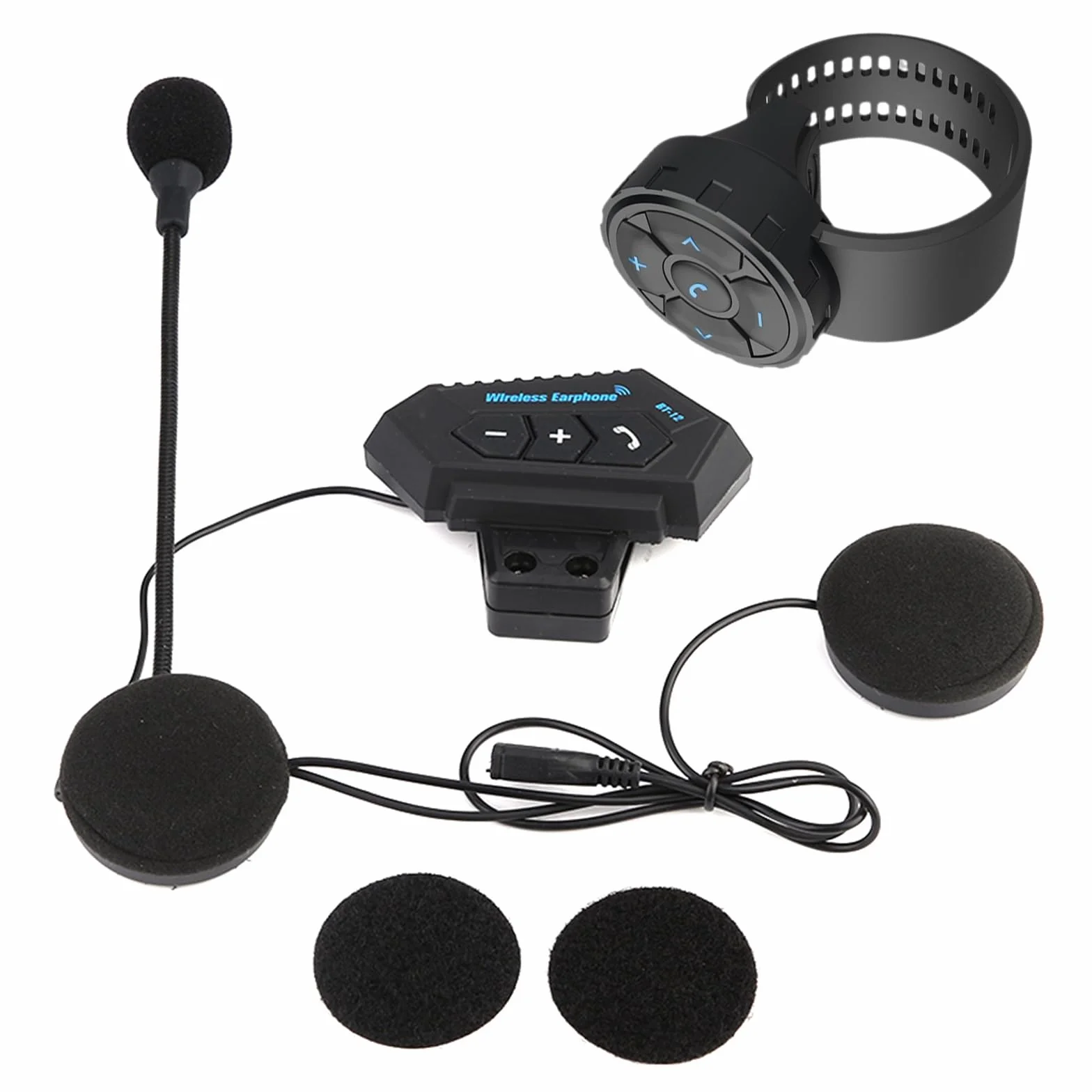 VOBOR Auto Moto Telecomando Multimediale Bluetooth, IP67 Impermeabile Wireless Bluetooth Telecomando Telefono Kit- con Funzioni Chiamate, Volume, Siri, Fotocamera