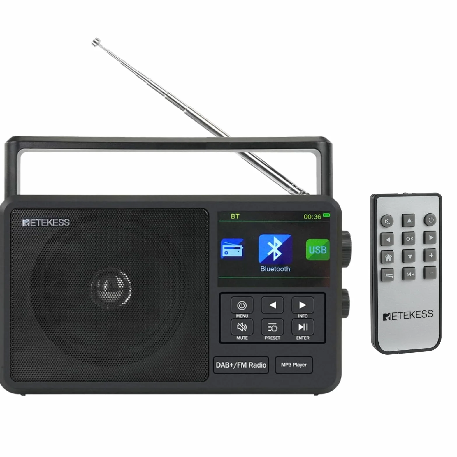 Retekess TR640 Radio Internet Portatile Digitale DAB FM con Antenna Esterna e Telecomando