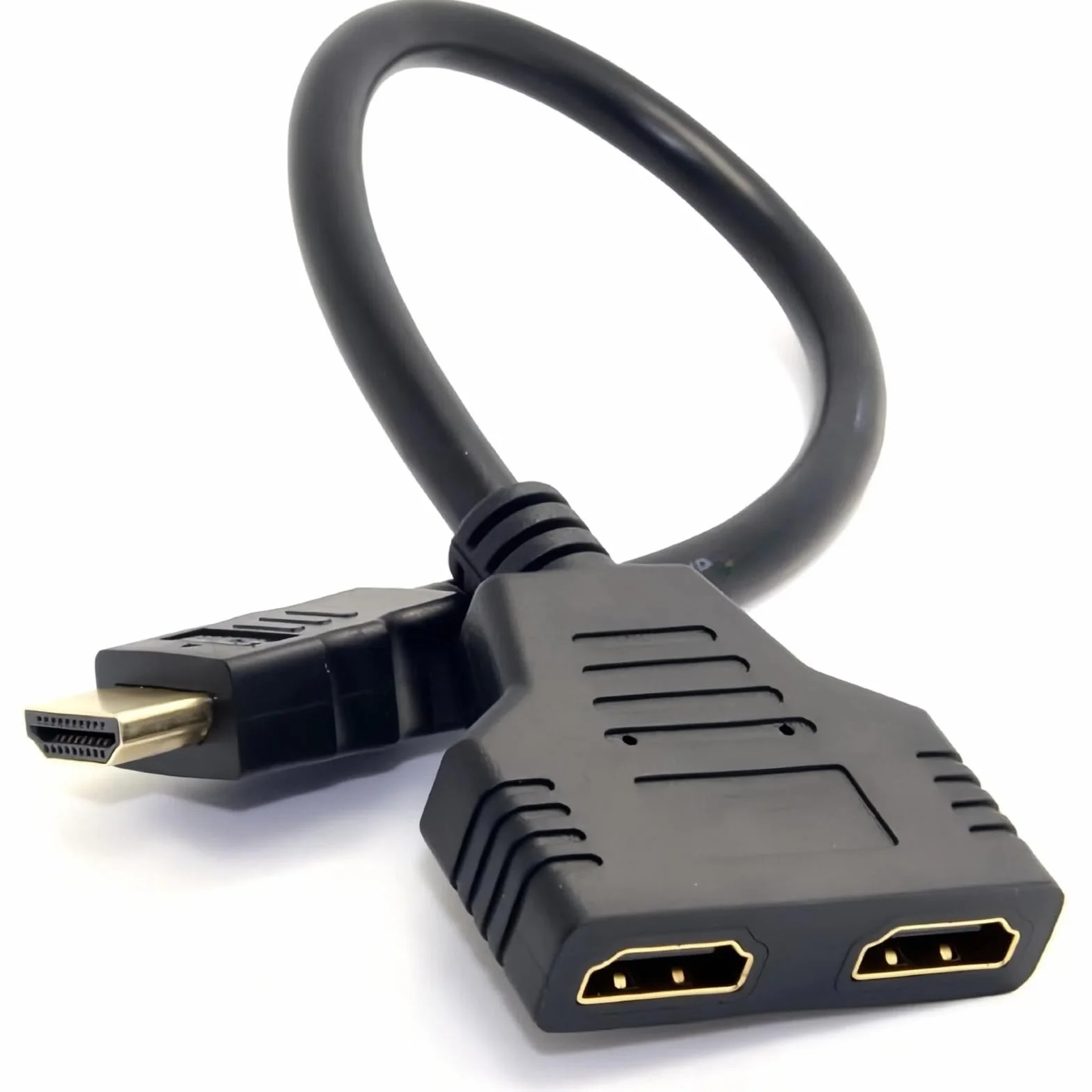 Mâle vers - Adattatore splitter HDMI per monitor, 2 in 1 out, doppio connettore HDMI 1080P, doppia uscita, 30 cm, cavo di collegamento per monitor HDTV, proiettore LCD