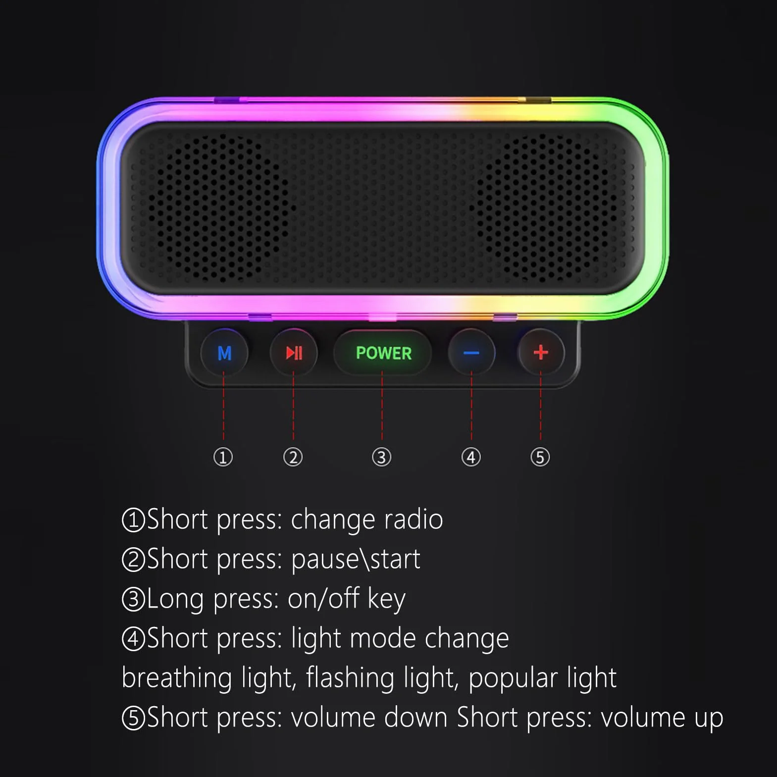 Altoparlante wireless, illuminazione punk RGB, 20 x 11,5 x 8 cm, lettore volume forte, dispositivo musicale meccanico, decorazione per la casa, per uso in cucina, ufficio, audio interno, ABS