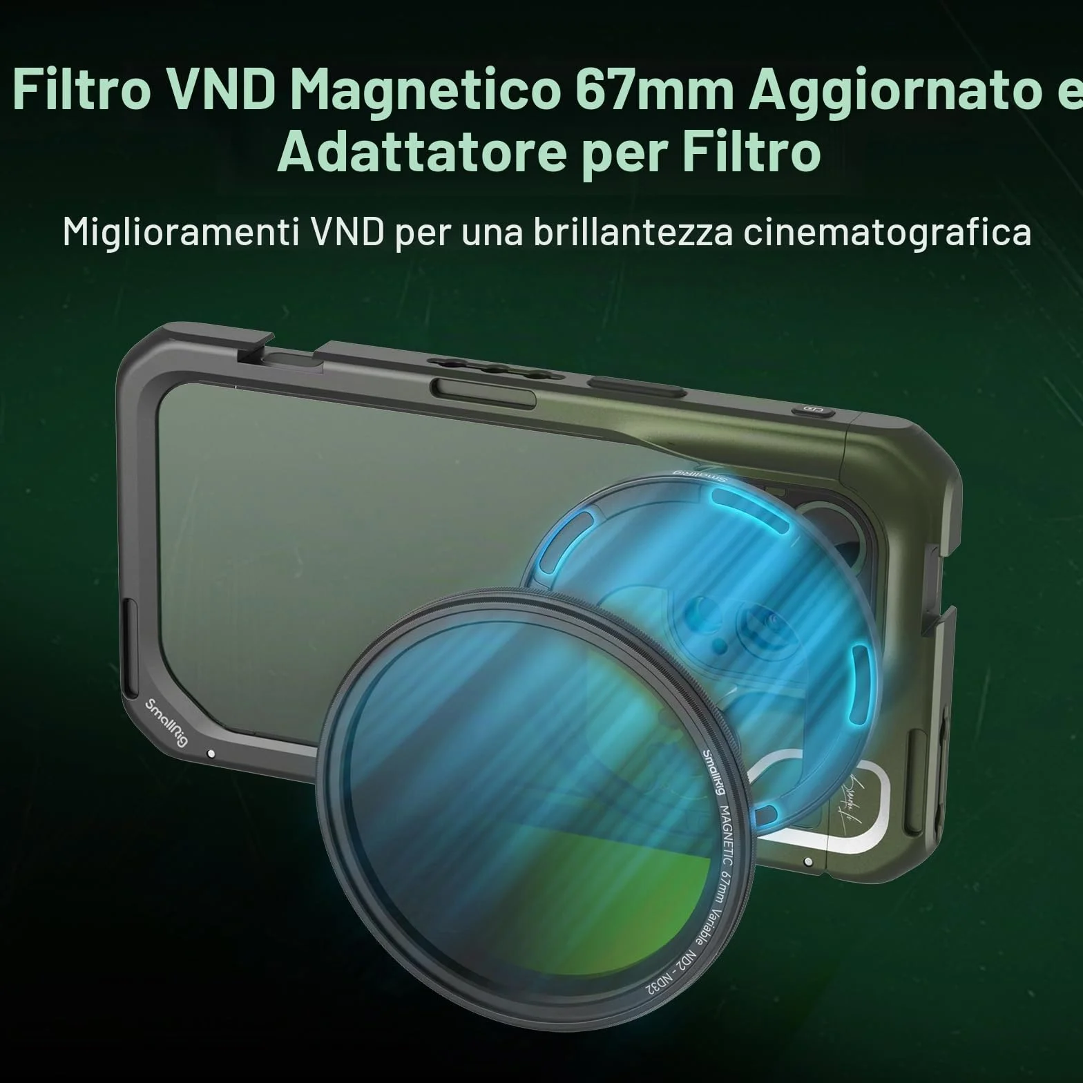 SMALLRIG x Brandon Li Mobile Video Kit per iPhone 15 Pro Max con Maniglie a Sgancio Rapido Wireless, Filtro VND Magnetico da 67 mm Migliorato, Adattatore per Filtro da 67 mm - 4407B