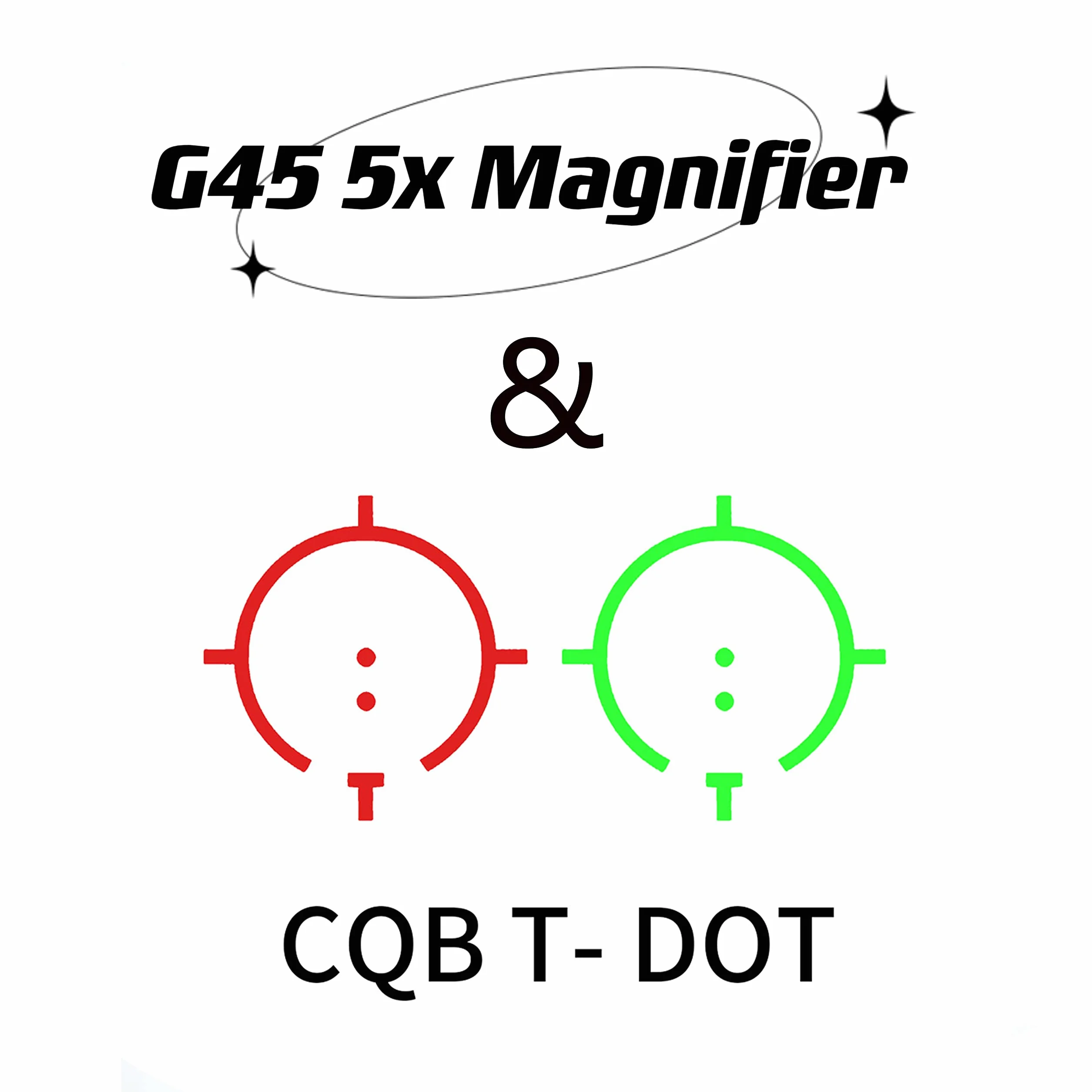 Mirino 558+G45 dot reflex e combo con lente d'ingrandimento 5X, mirino ottico olografico ibrido