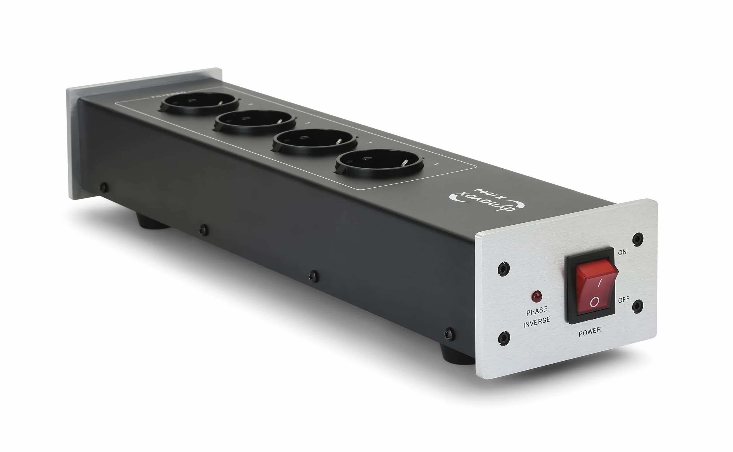 Dynavox filtro di rete HiFi X1000S 4 prese filtrate LED fase argento