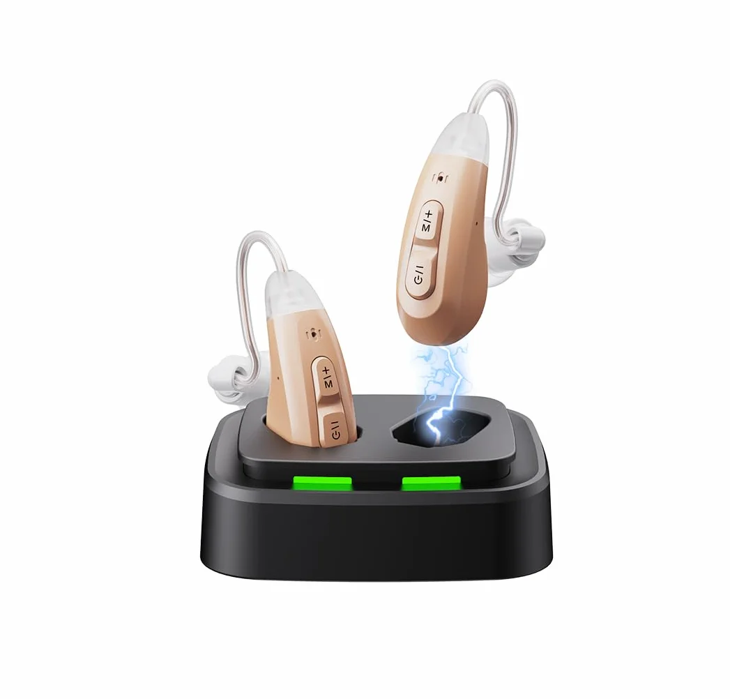JINGHAO Amplificatore audio ricaricabile - Coppia di amplificatori sonori personali per contorni auricolari