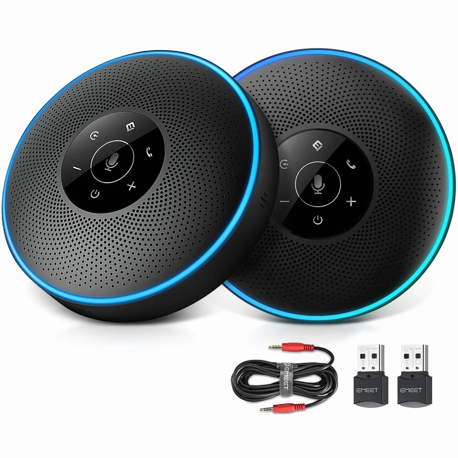 EMEET Altoparlante Bluetooth M220 per conferenze da 8 a 16 persone, con dongle, 4 microfoni da 360º, riconoscimento vocale per zoom, Teams, comunicazione VoIP PC, ecc.