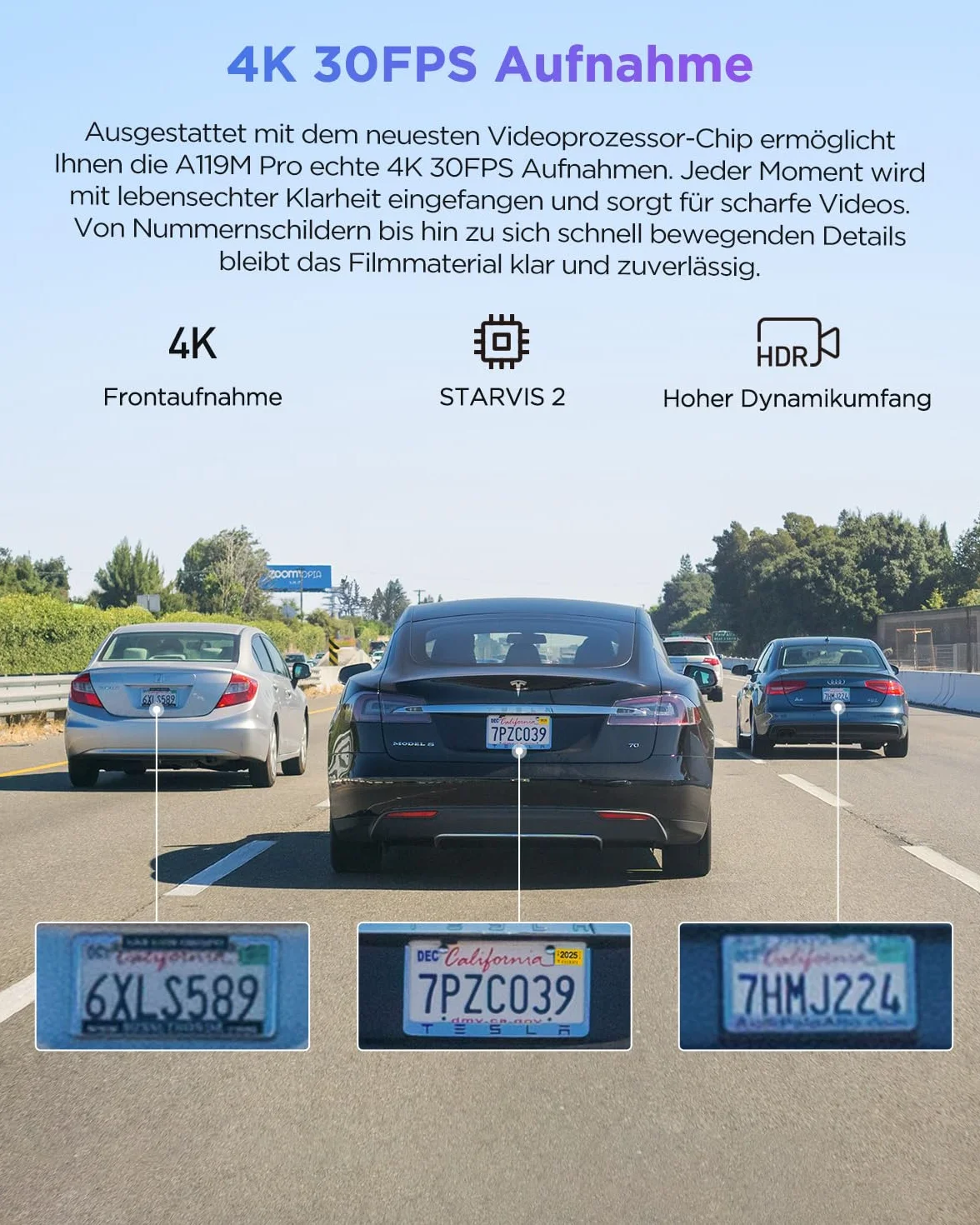 VIOFO A119M Pro 4K HDR Mini Dashcam per Auto con CPL, Wi-Fi 6 e GPS Fotocamera per Auto Anteriore con STARVIS 2, Comando Vocale e Riproduzione Vocale, Visione Notturna 2.0, Modalità di Parcheggio con