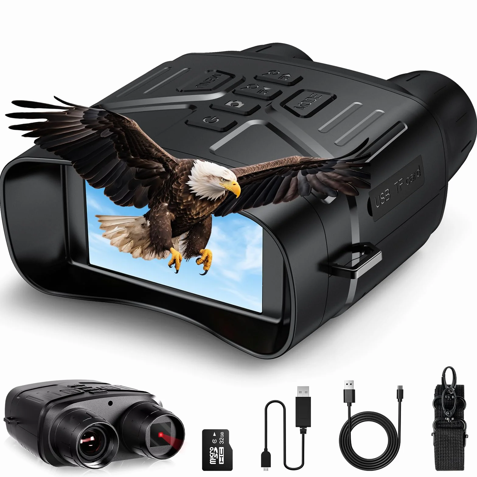 Binocolo Visione Notturna 4K 36MP, Relassy HD Visore Notturno Digitale Infrarossi con 3.0" TFT HD LCD, Ricaricabile 4000mAh, Zoom Digitale 5X, Per Caccia, Birdwatching, Campeggio, con Scheda 32GB
