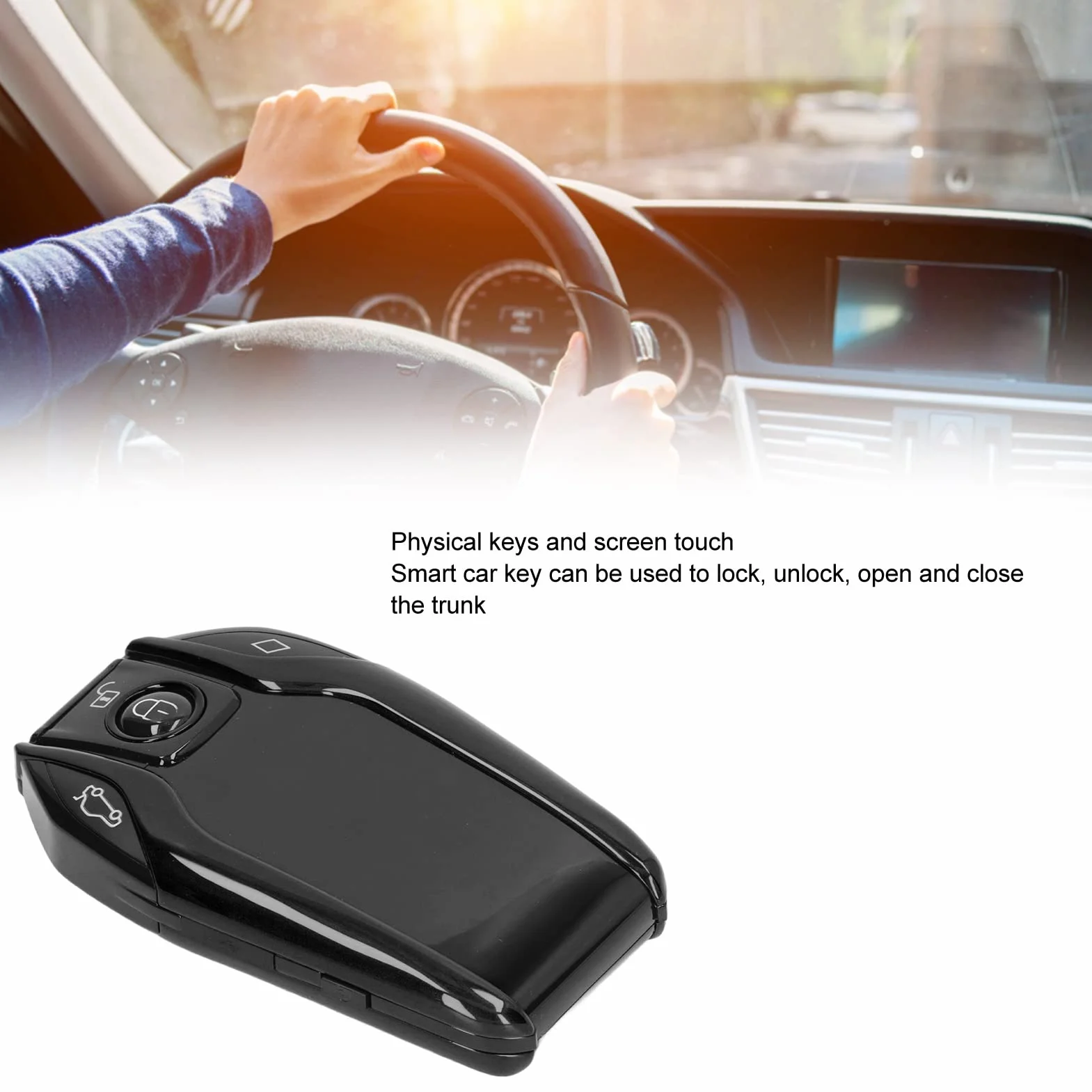 TK800+ Smart Remote Control Car Key, LCD touch screen, senza chiave blocco automatico sbloccare finestra ascensore tronco, per tutti gli avviamenti del motore (Nero)