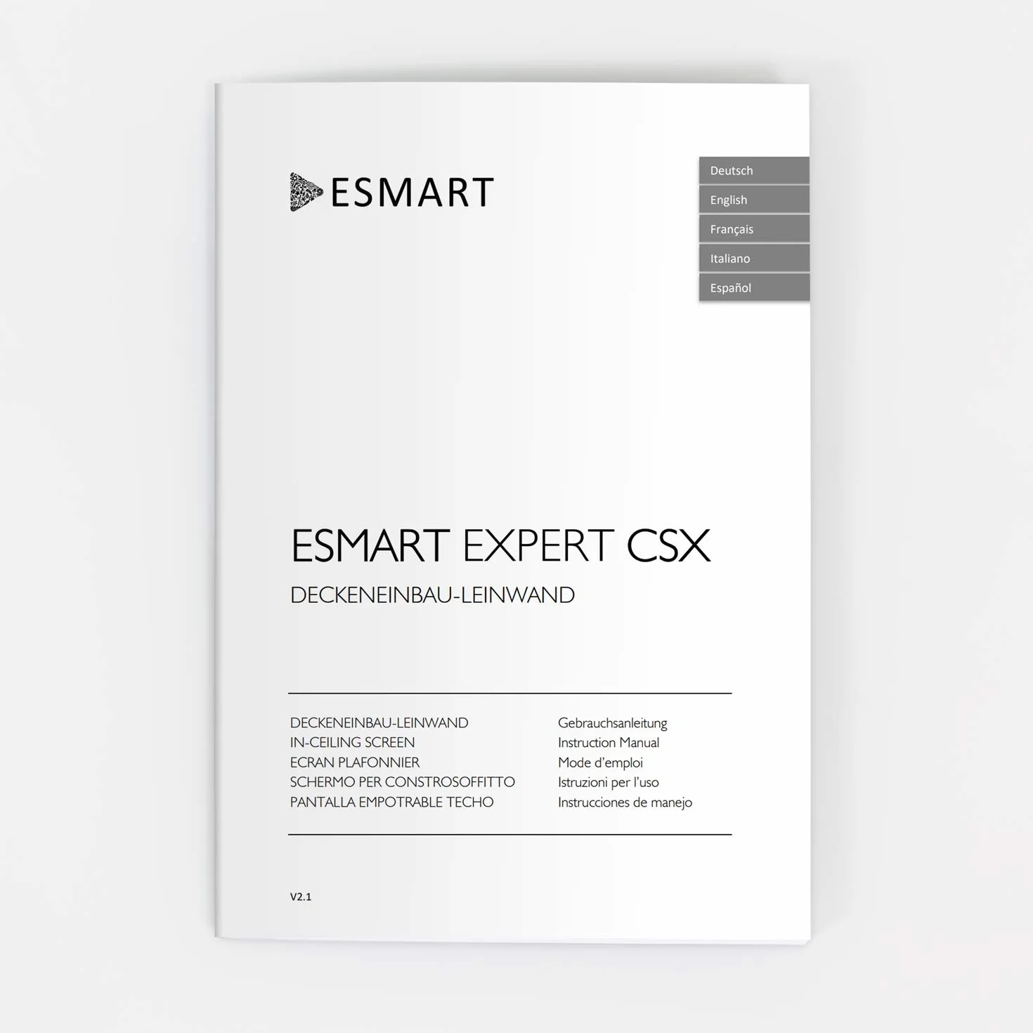 ESMART Expert CSX Schermo da incasso a soffitto 221 x 125 cm (100") 16:9 | Telecomando a infrarossi | Controllo del trigger | Schermo di proiezione del motore del proiettore elettrico per home cinema