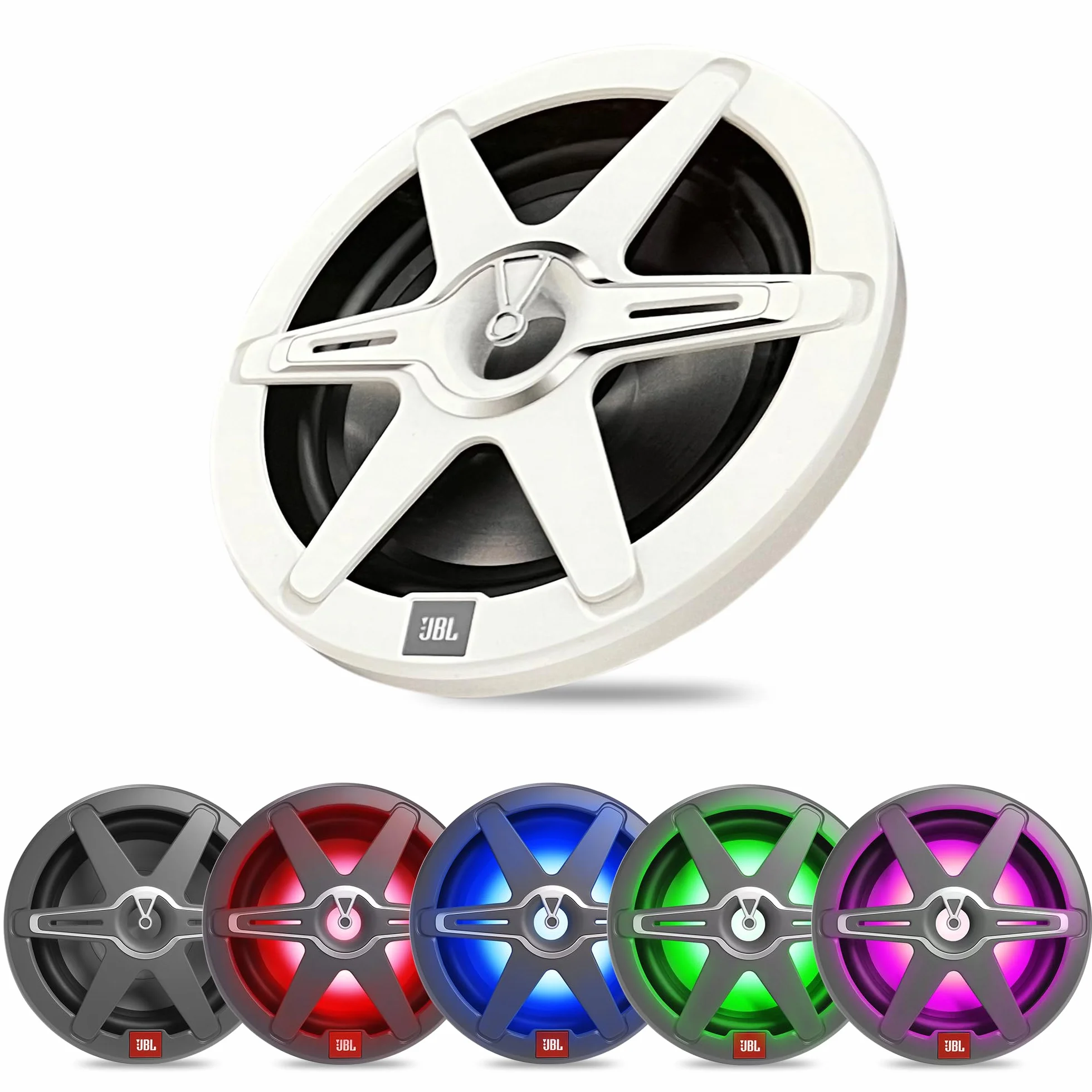 JBL Subwoofer Passivo Club Marine 10 Pollici 900W RGB Illuminato Resistente Sale Acqua Bianco Nero