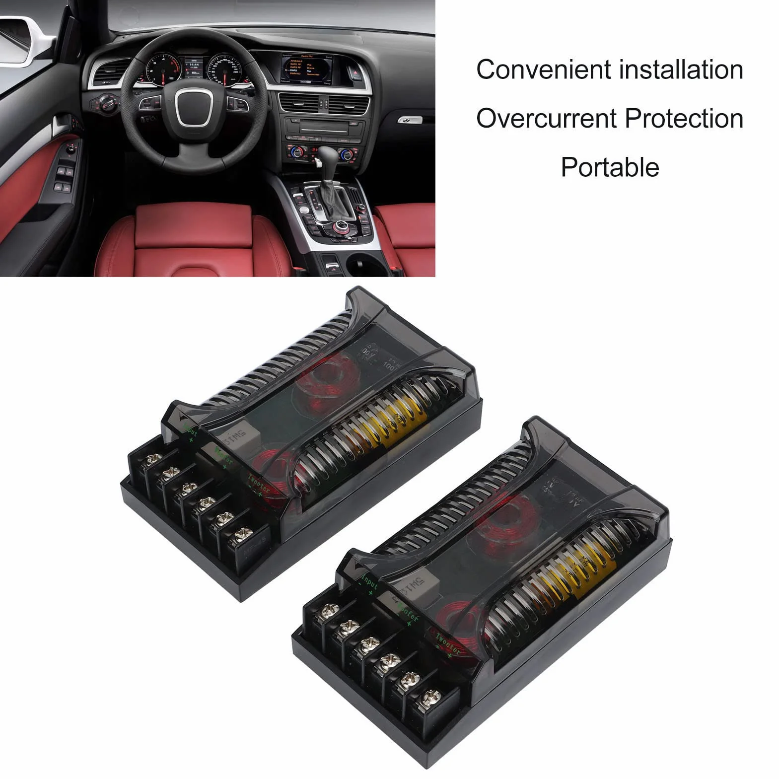 Divisore Di Frequenza Auto 2 Vie Crossover Protezione Sovracorrente Dissipazione Calore Universale Compatibile Con Altoparlanti Auto 2 Pezzi