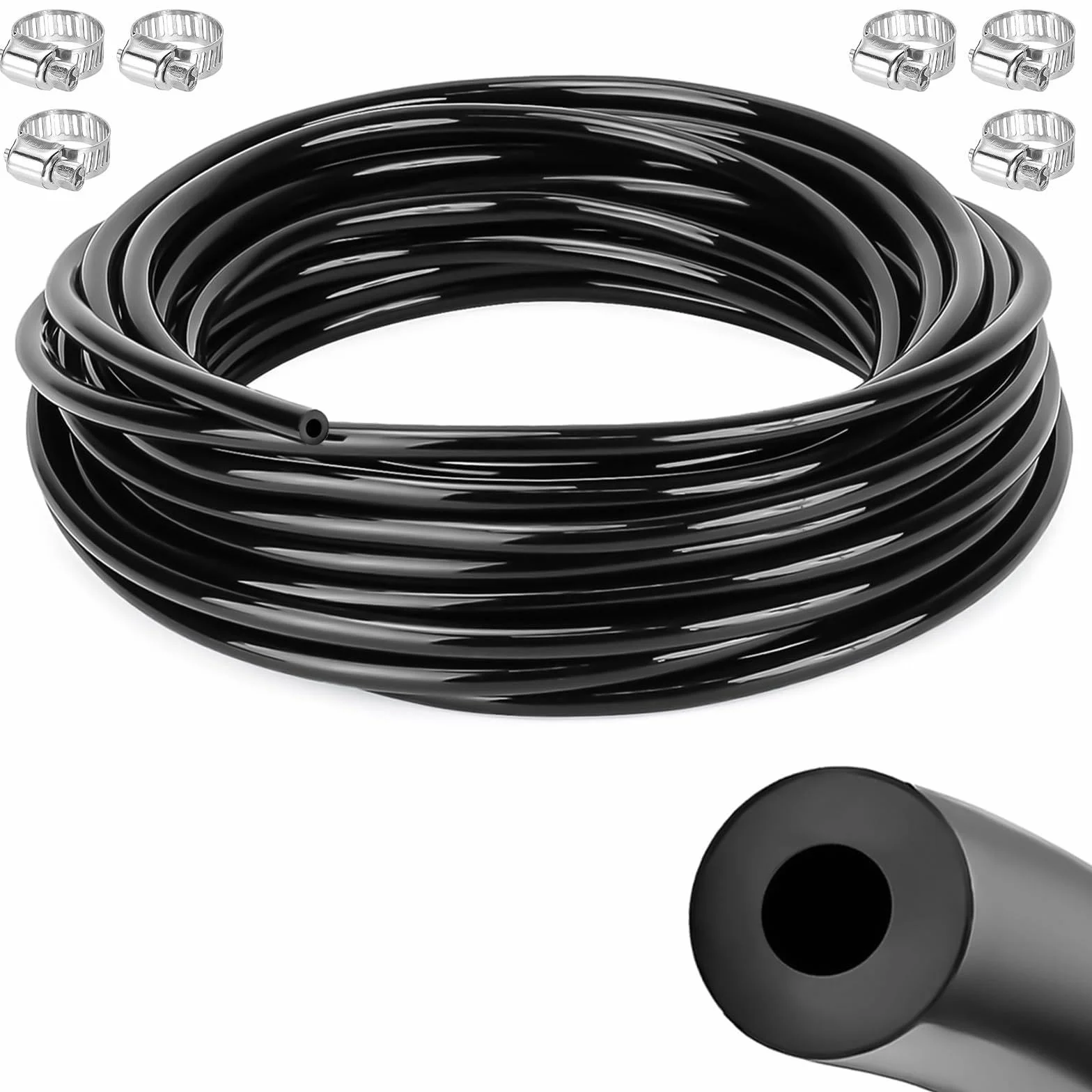 Tubo Silicone 8 m ID 4 mm OD 8 mm con Morsetti per Auto Aria Acqua