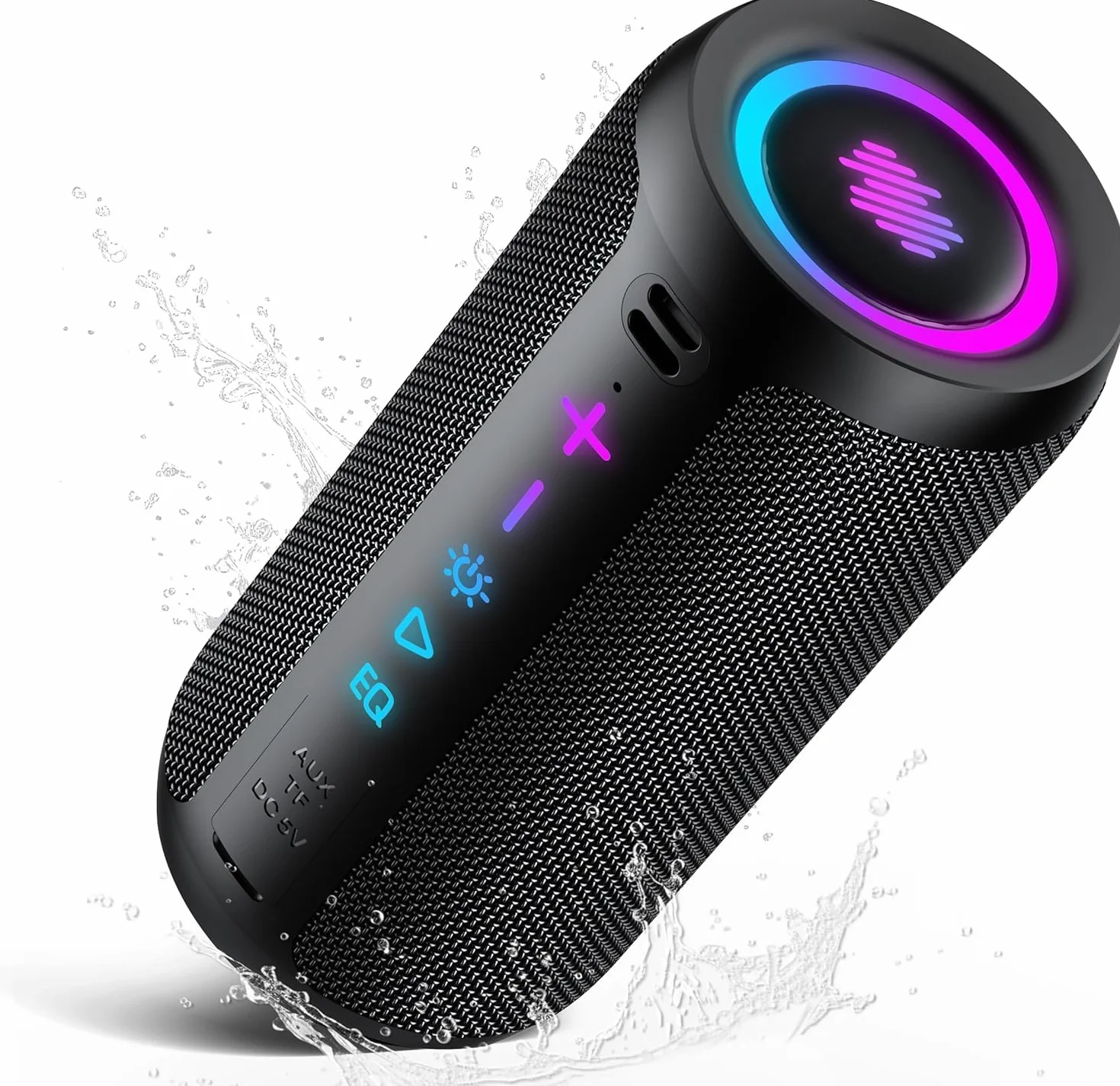 TIMU Cassa Bluetooth Portatile Potente, 25W Altoparlante Bluetooth 5.4 con 2 Modalità EQ, Basso Profondo, IPX7 Impermeabile Speaker, TWS, 24H di Autonomia, 8 Modalità RGB, Supporto AUX/TF