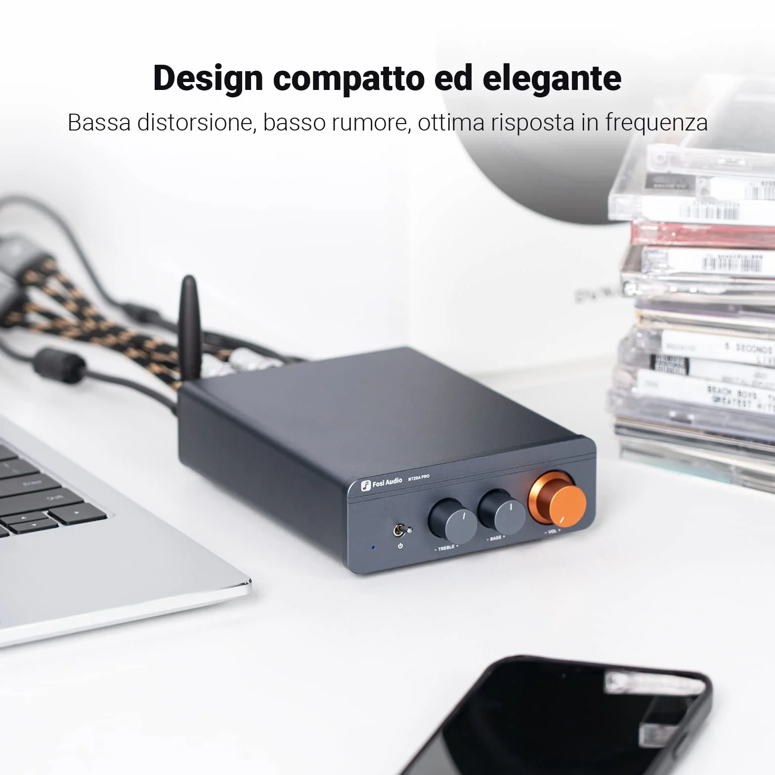 Fosi Audio BT20A Pro Amplificatore Bluetooth 5.0 300Wx2 TPA3255 HiFi Stereo Classe D 2.0 Canali