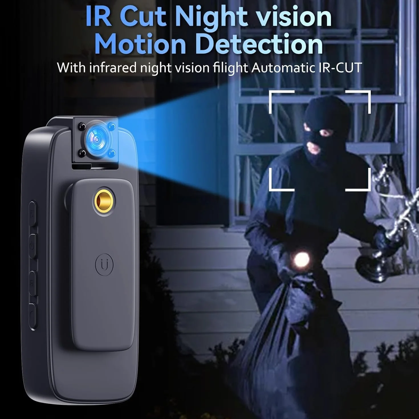 BodyCam 256G Impermeabile con Funzione di Visione Notturna, Videocamera Indossabile 4K con Telecamera Ruotabile a 180°, Batteria da 180 Minuti per Ciclismo,Sport All'Aperto,Viaggi, Polizia