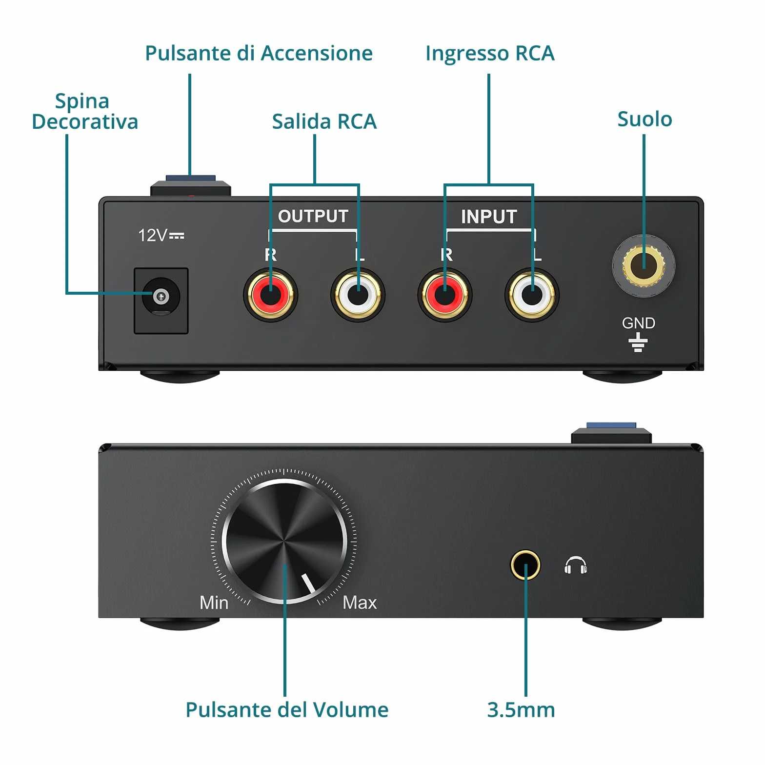 MM Phono Preamplifier RCA Placcata in Oro Ingresso/Uscita DC 12V Mini Preamplificatore Stereo a Basso Rumore