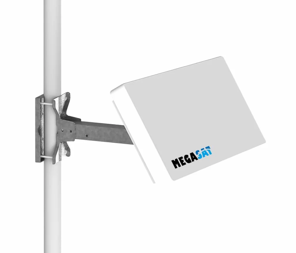 Megasat Antenna piatta D1 Profi-Line – Antenna satellitare piatta (1 utente, LNB intercambiabile, installazione a parete, supporto per palo/balcone o finestra) – Bianco