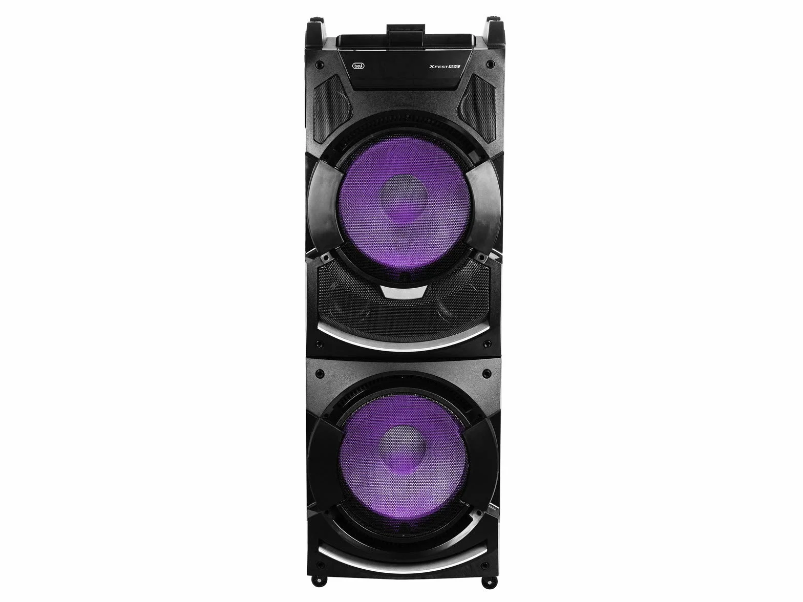 Trevi XFest XF 4500 DJ Altoparlante Amplificato 500W, Cassa Wireless Portatile, Microfono Dinamico per Karaoke, 2 USB/AUX IN, Jack 3.5mm, Funzione TWS, Jack 6.3mm per ingresso Guitar e Microfono
