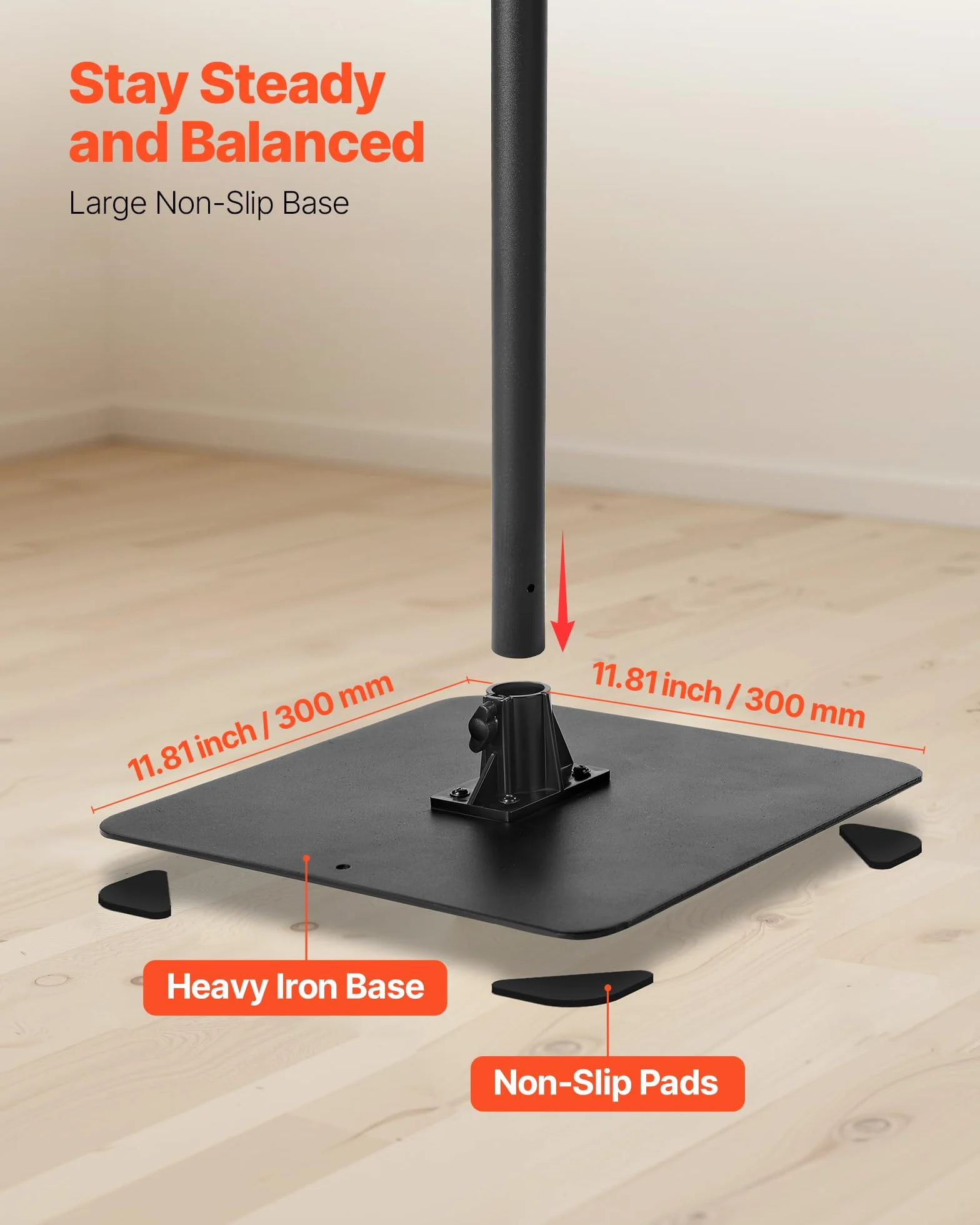 VEVOR Supporto per Proiettore Mobile da Terra da 30 x 40 x 157 cm, Altezza Regolabile da 72 a 157 cm, Supporto da Pavimento Girevole a 360° per Proiettori, Multifunzionale per Film all'Aperto
