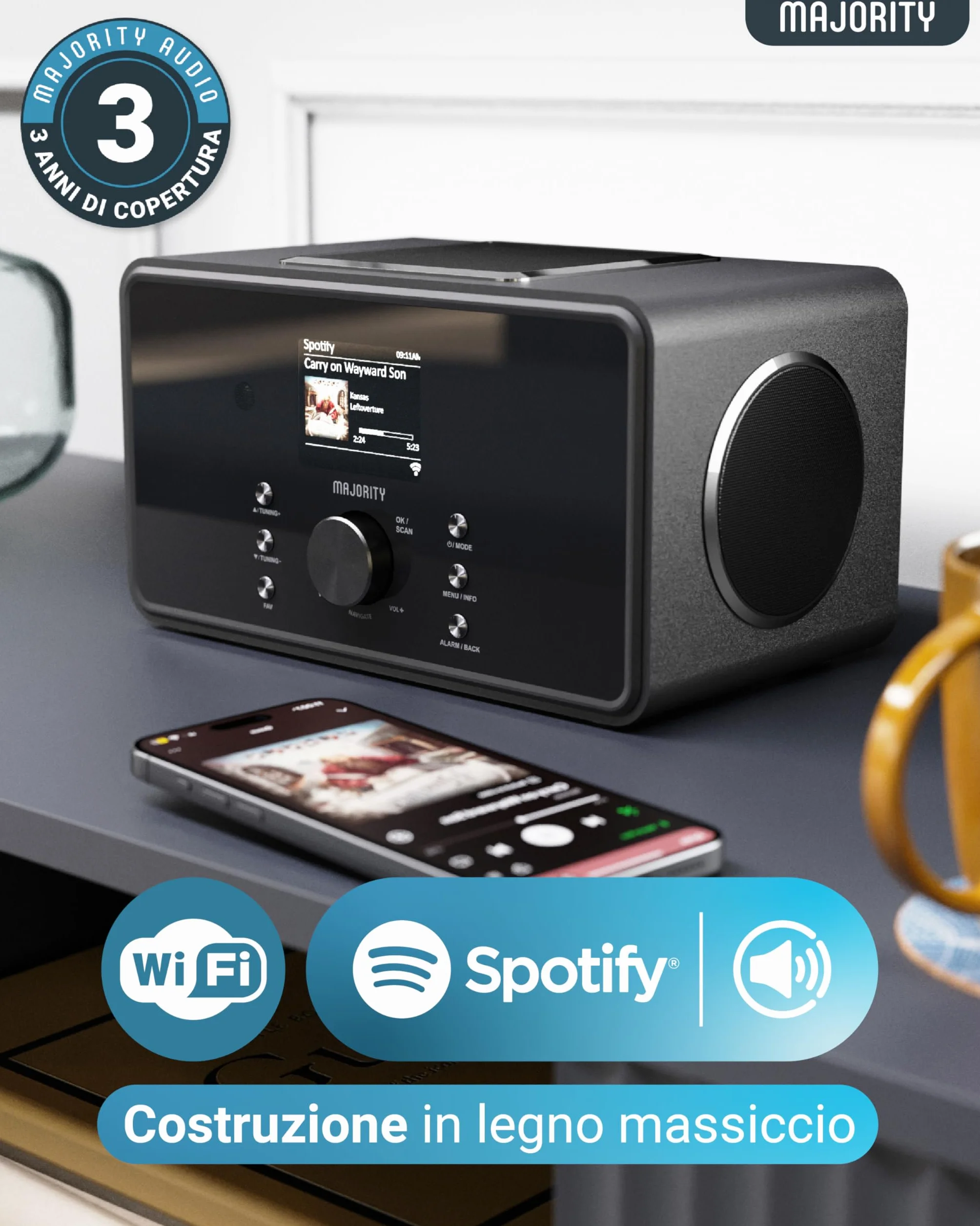 Majority Bard Radio DAB+ WiFi Bluetooth Subwoofer 2.1 Internet Radio Digitale Spotify Connect FM