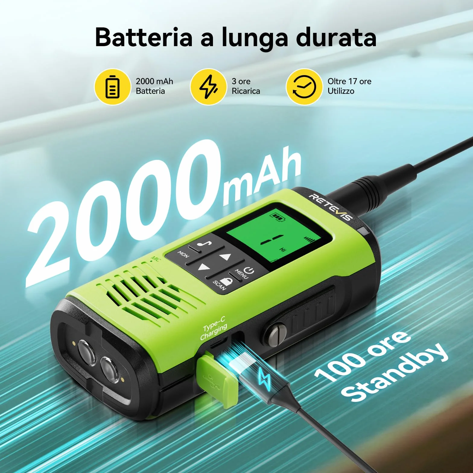 Retevis EZTalk 64S Walkie Talkie IP68 Impermeabile Ricaricabile Adulti Lungo Raggio Radio Bidirezionale (1 Paio)