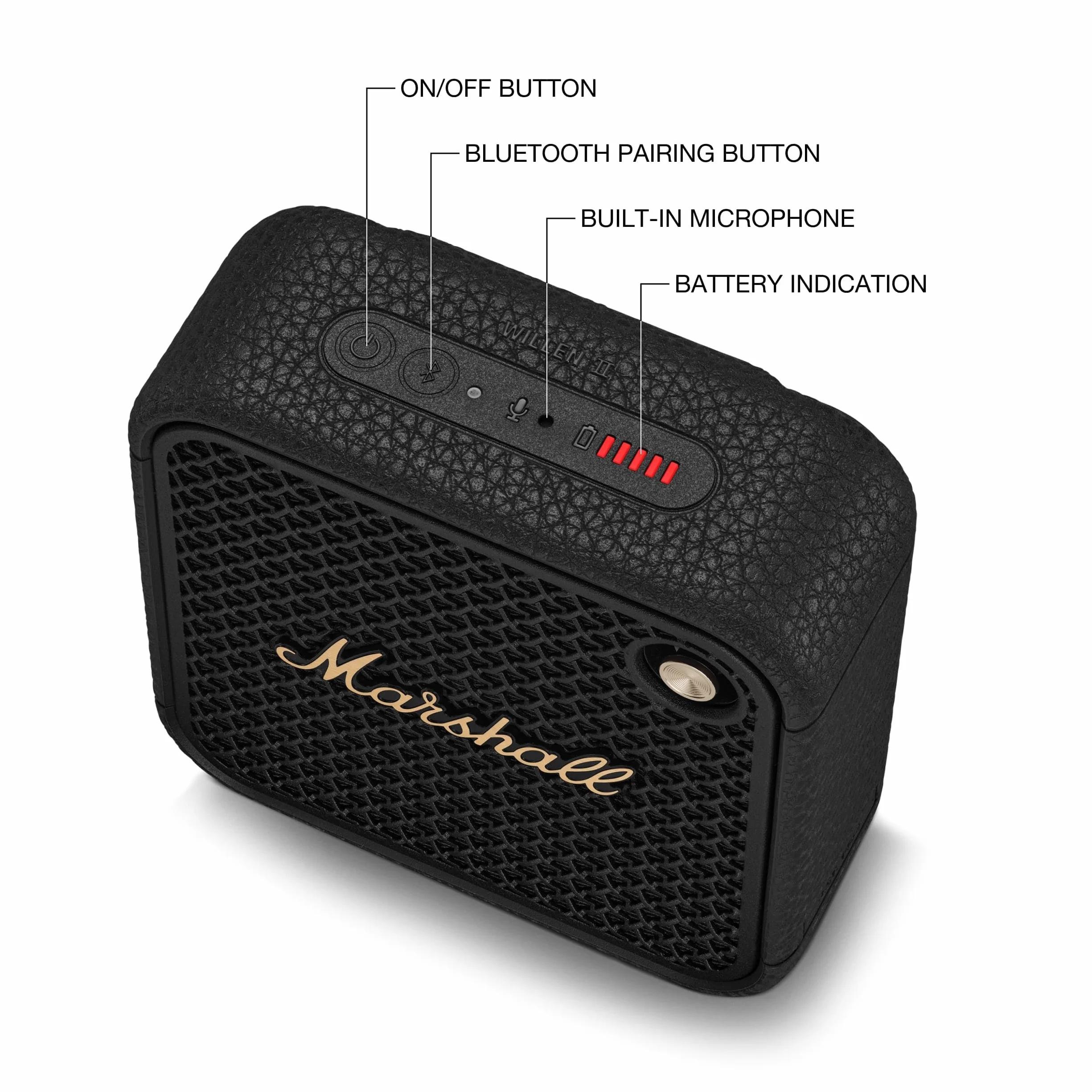 Marshall Willen II Altoparlanti Bluetooth Wireless 17 Ore di Riproduzione IP67 Impermeabile Ricarica Rapida - Nero