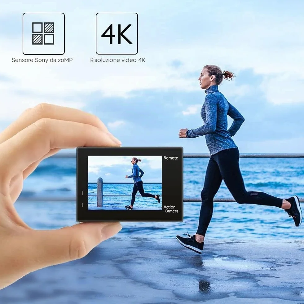 AKASO Brave 4 4K30fps 20MP Action CamFotocamera Subacquea 20MP WIFI Telecomando Ultra HD con Action Cam Stabilizzata EIS 30M Videocamera Subacquea Impermeabile con 5xZoom