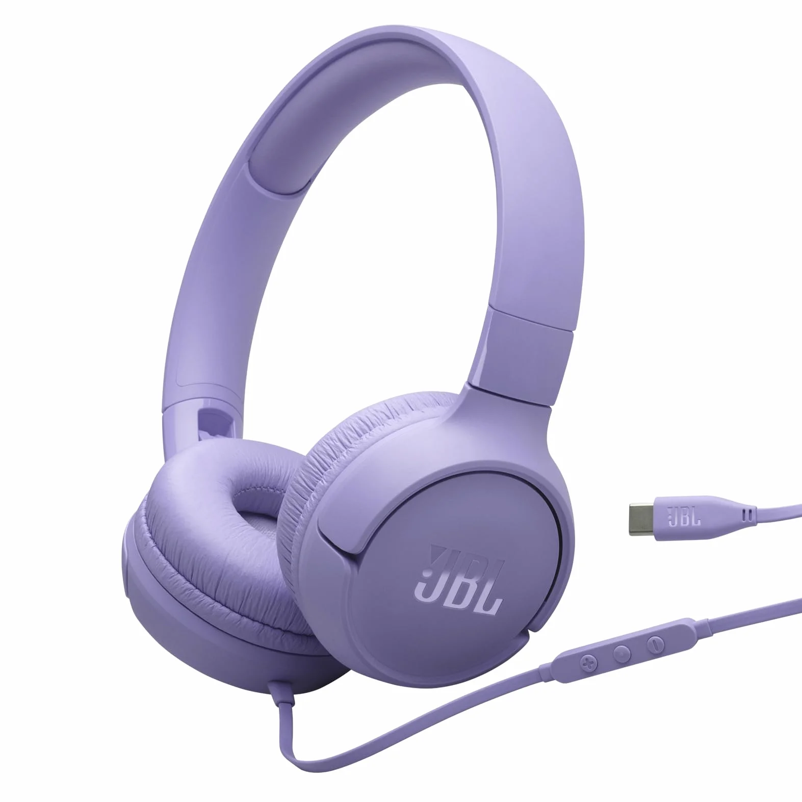 JBL Tune 520 C Cuffie con Filo On Ear, Microfono, Suono JBL Pure Bass, Preimpostazioni EQ, Connettività USB Tipo C, Design Pieghevole e Cavo Anti-Groviglio, Viola