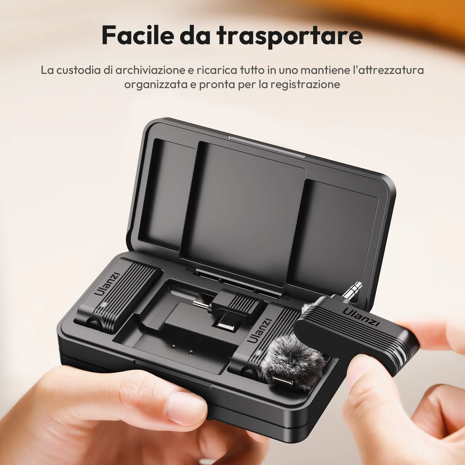 ULANZI A100 Microfono Lavalier per Cellulare e Fotocamera, Mini Microfono USB C, Durata Batteria 13.5H, Microfoni Bluetooth Portatile per Video, Live Streaming, YouTube, TikTok, Vlog, Interviste