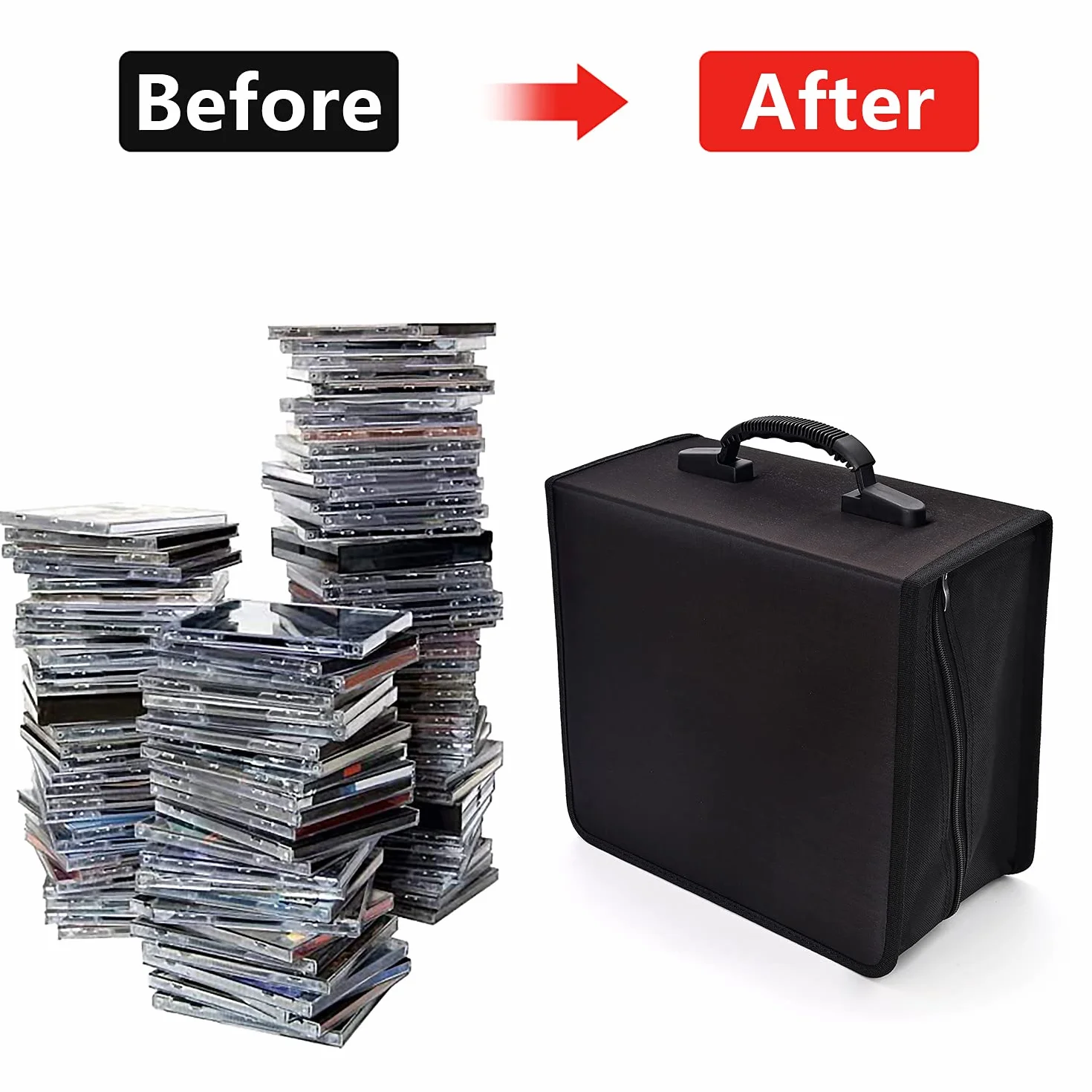 alavisxf xx Custodia per CD, capacità 432, porta DVD, resistente, con cerniera, organizer per film, media, raccoglitore per auto, casa, ufficio, viaggi