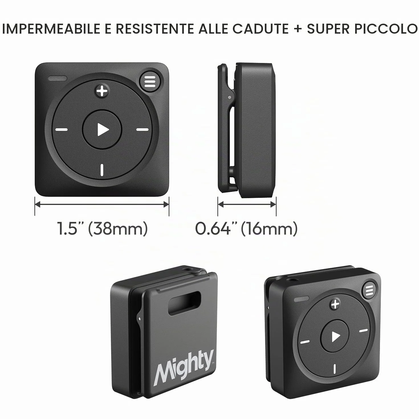 Mighty 3 Amazon Music Player – Musica offline senza schermo per bambini e fitness, cuffie Bluetooth e con filo, non è necessario telefono o Wi-Fi per la riproduzione - Nero