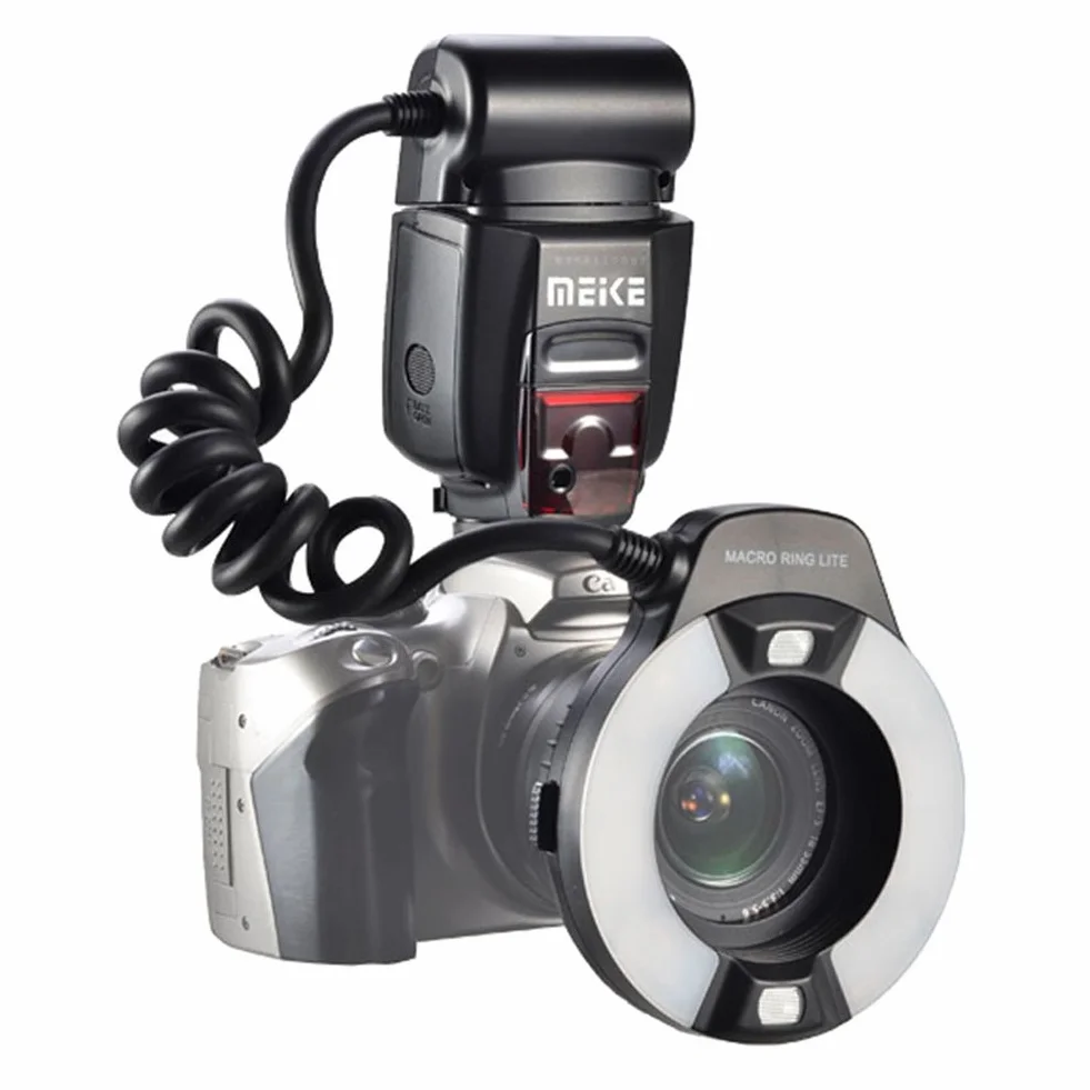 Meike MK-14EXT iTTL TTL LED Macro Anello Flash Light per NIK0N D4 D800 D5200 D7100 Fotocamera DSLR con supporto per slitta a caldo