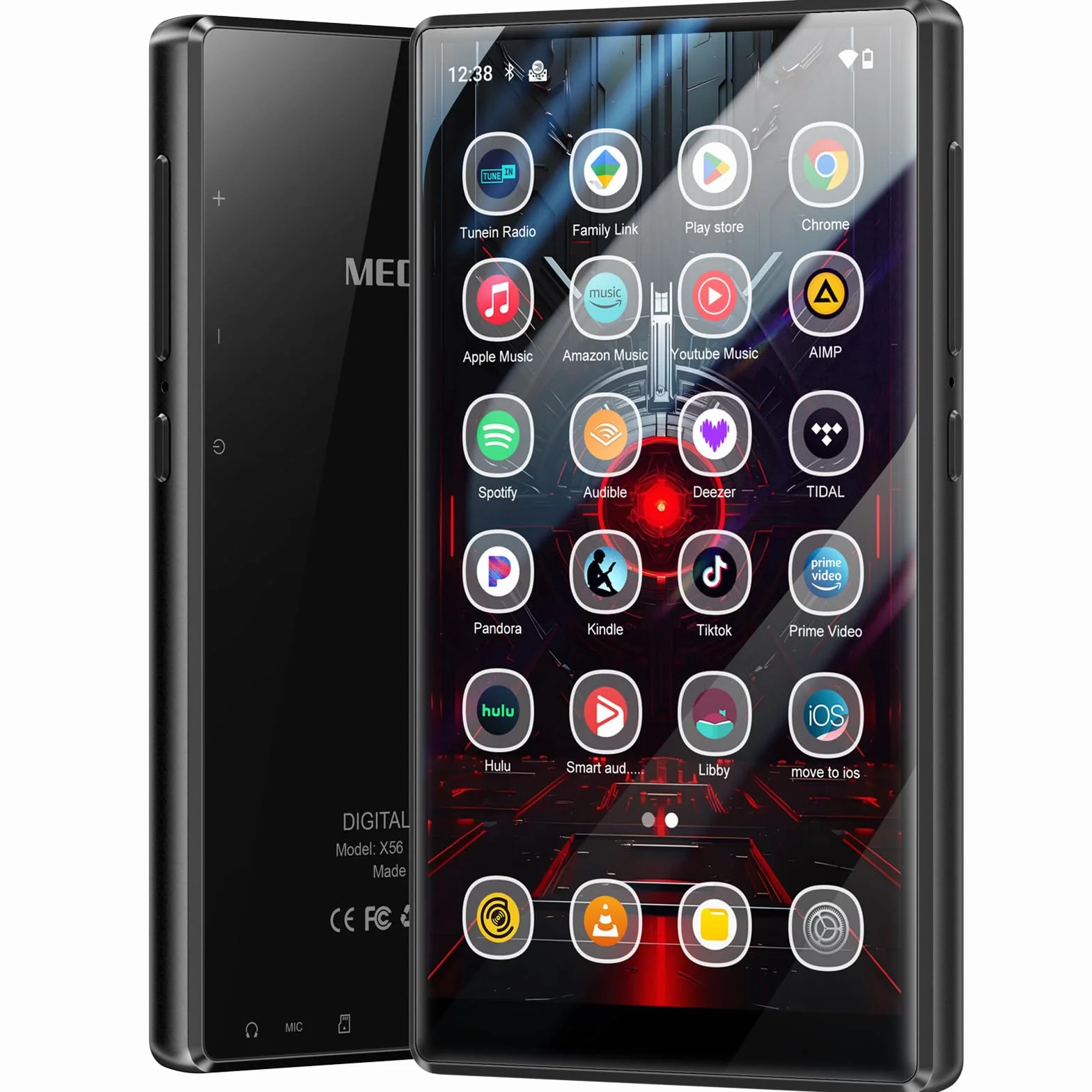MECHEN 256GB Lettore MP3 Spotify Bluetooth WiFi, Android 13 e WiFi Streaming, Display IPS da 5,0 pollici 1080P, Audible Deezer Amazon Music Preinstallato (X56-D)