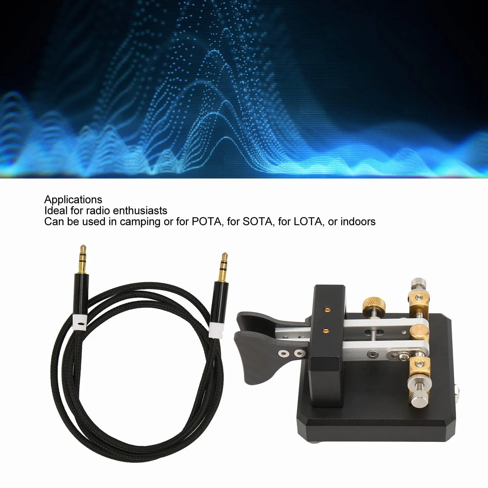 Mini CW Key Automatic Morse Code Keyer Telegraph Double Paddle POTA SOTA LOTA Nero