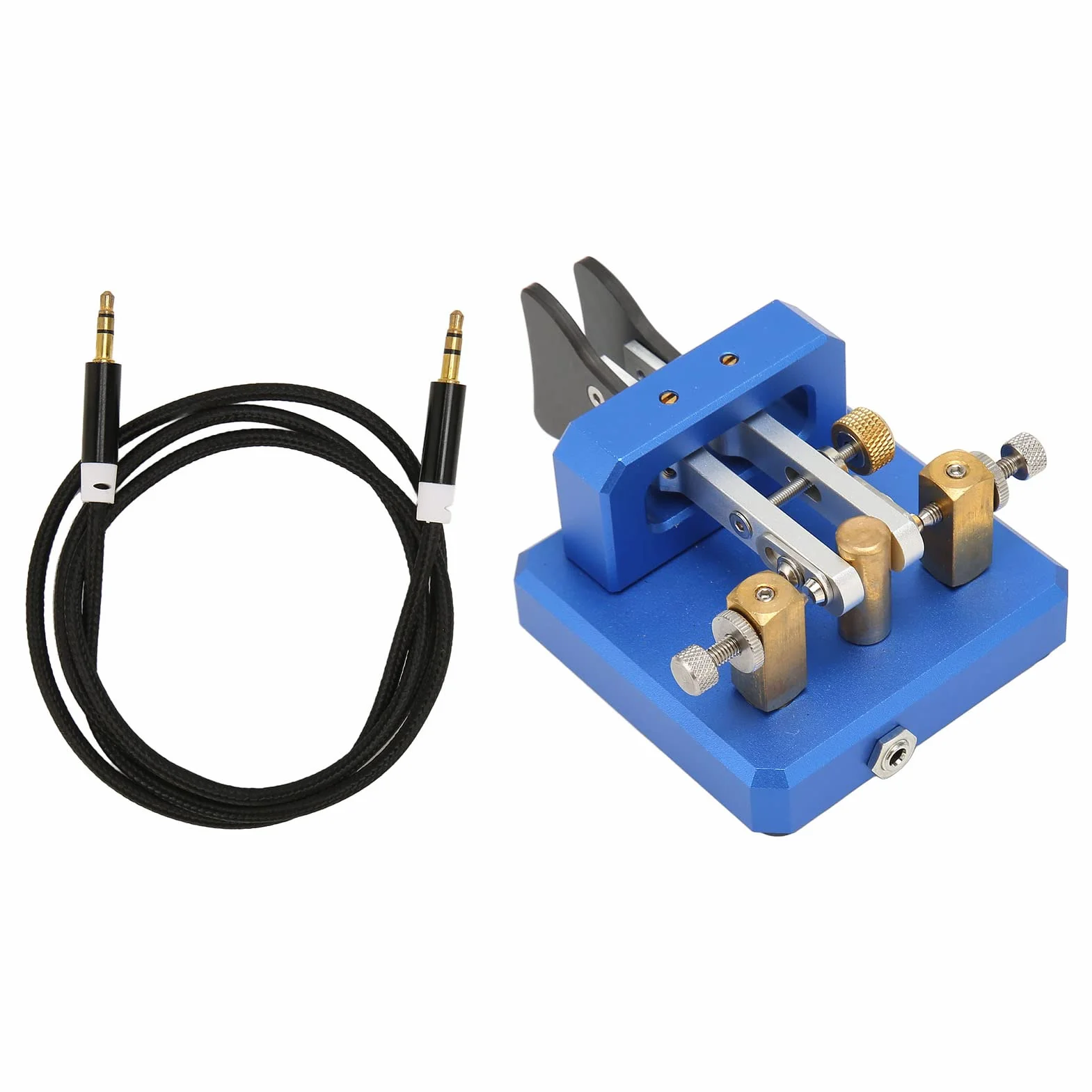 Lambic Double Paddle Morse Code Key, Portable CW Telegraph Key for Camping Indoor (Blu scuro)