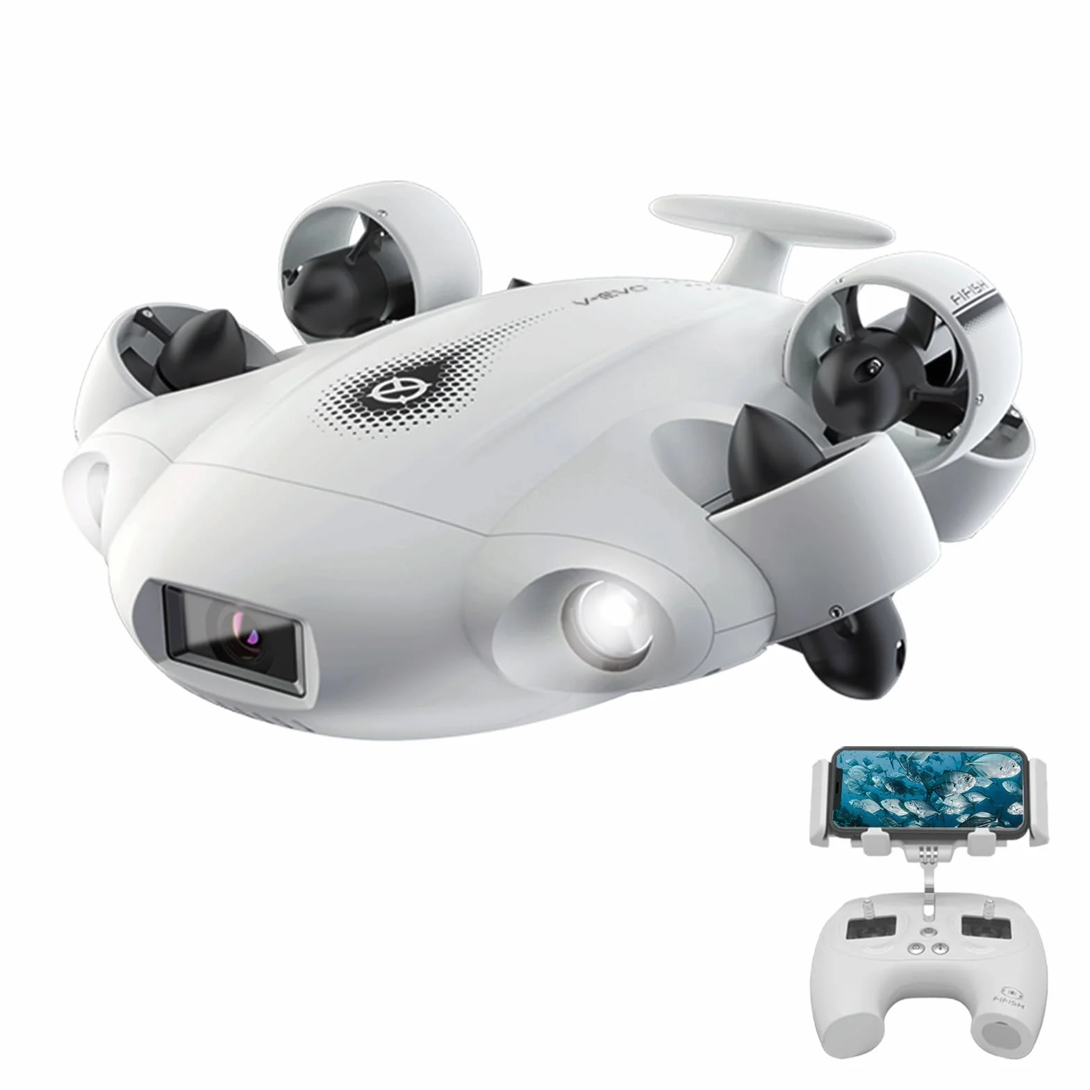 FIFISH V-EVO drone subacqueo con Blocco visione AI, QYSEA Movimento omnidirezionale a 360° ROV subacqueo con videocamera 4K, Robot Portatile con Controllo VR, Controllo app (100 m di immersione)