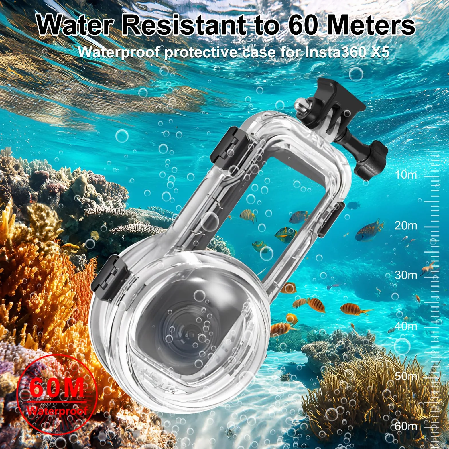 PULUZ 60m Impermeabile Custodia Sigillata Dive Case per Insta360 X5, Protettiva Subacquea Copertura Invisibile Fotografia a 360 Gradi Accessori