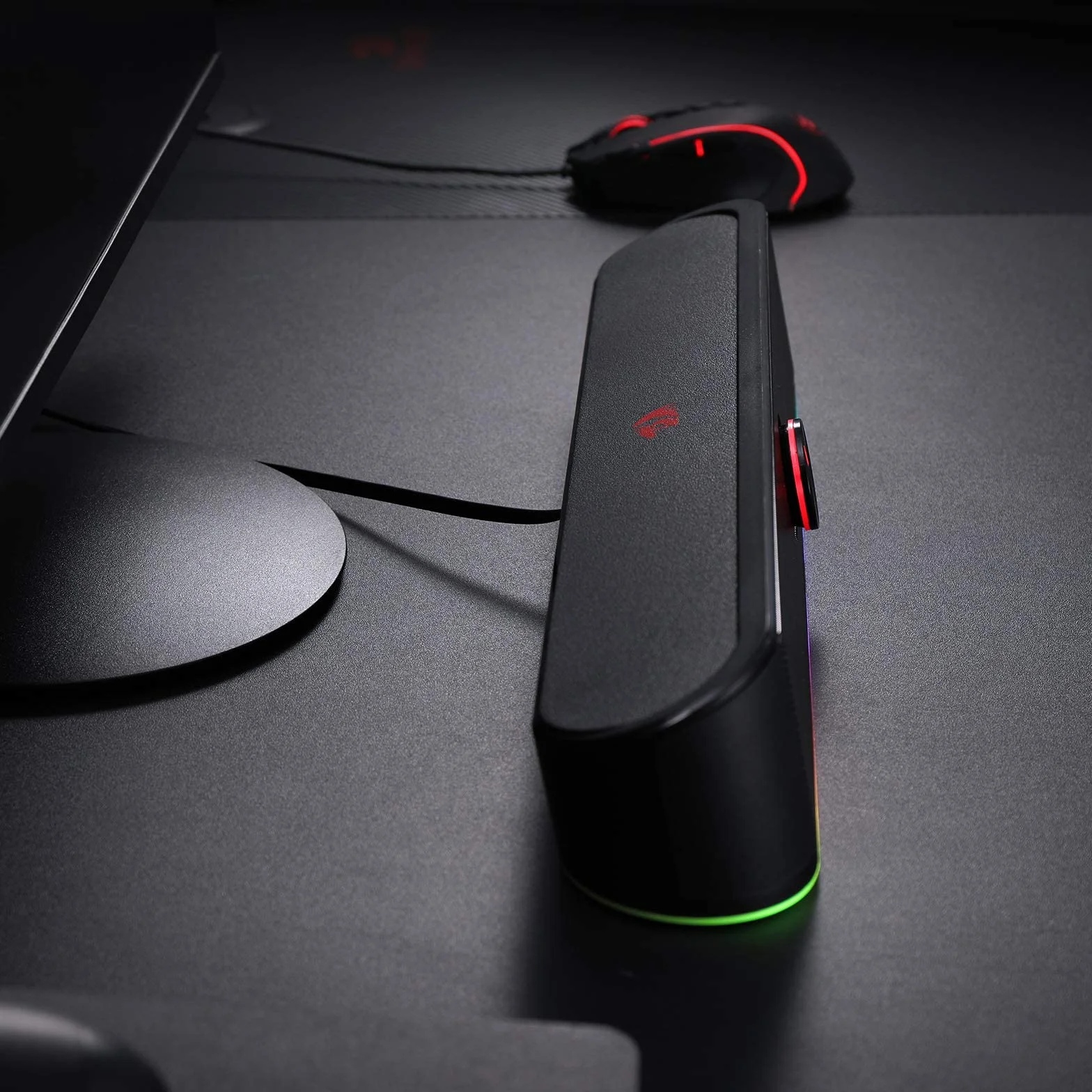 Redragon GS560 Adiemus RGB Desktop Soundbar, Altoparlante per computer a 2.0 canali con barra di illuminazione dinamica, sincronizzazione audio/luce, retroilluminato con controllo touch con manopola
