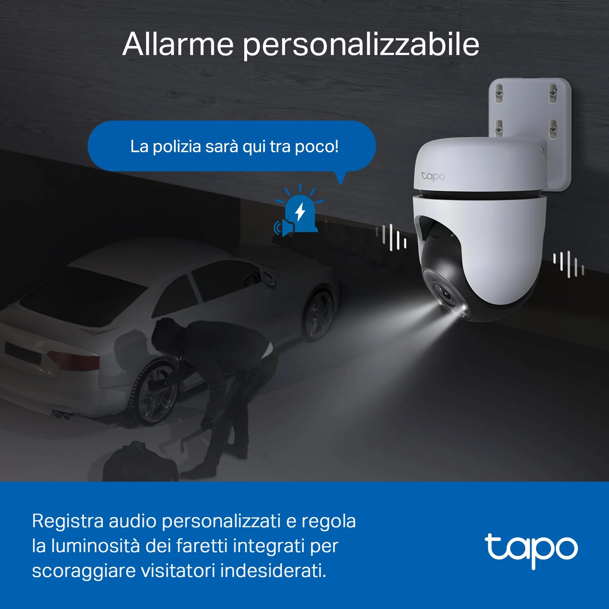 Tapo C510W Telecamera WiFi da esterno 2K 3MP, visione a 360°, IP65, impermeabile, sorveglianza IP