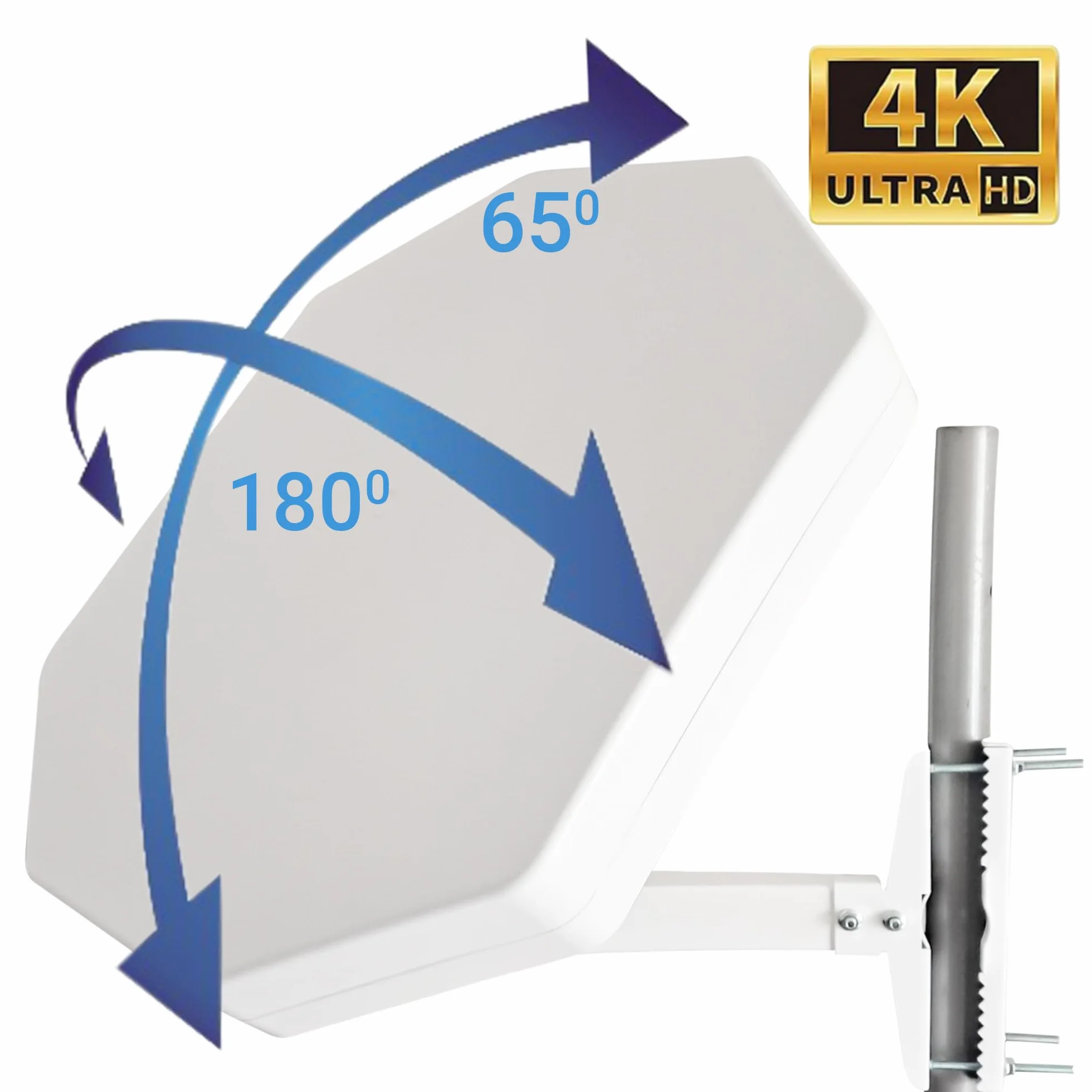 POWERSAT - Antenna parabolica piatta, 2 porte/4 porte, ideale per TV satellitare ASTRA 1 (19,2 E), antenna robusta, resistente alle intemperie, ideale per balcone e campeggio (QUAD LNB)