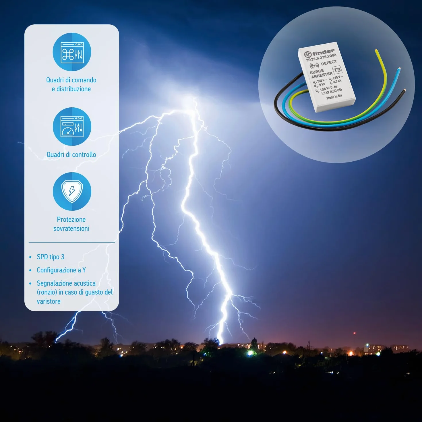 Finder 7P.36 Scaricatore di Sovratensione Tipo 3 TT TN-S Monofase DIN