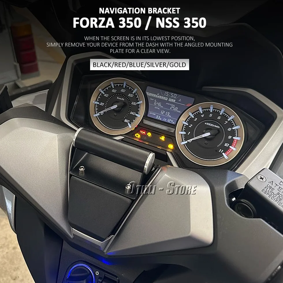 Xerial Supporto per telefono anteriore per moto, staffa di navigazione GPS per smartphone Forza 350 Forza 350 NSS350 2021-2023 (blu)