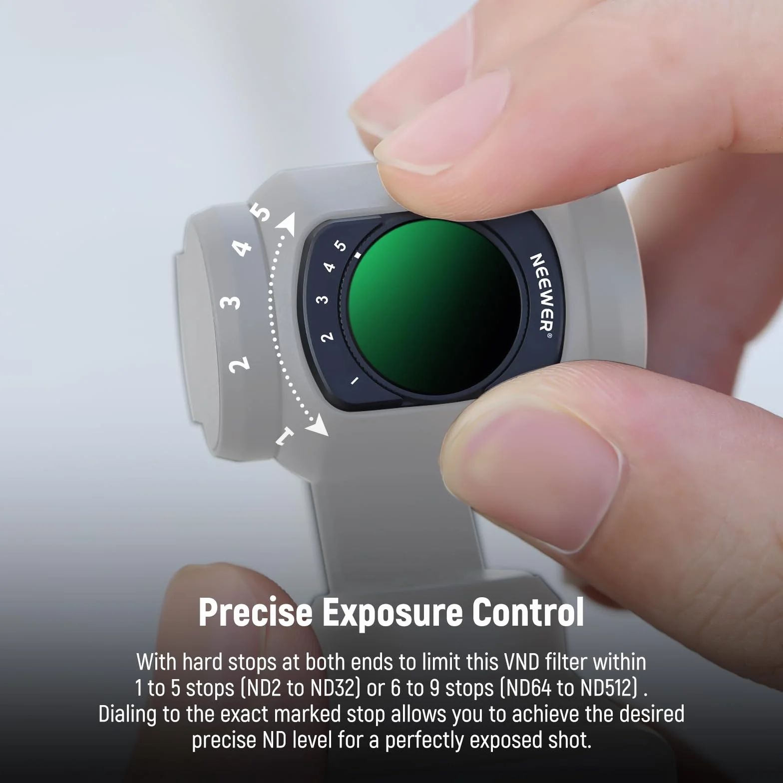 NEEWER Kit Filtro ND2-ND32 e ND64-ND512 Variabile Compatibile con DJI Osmo Pocket 3 / Pocket 4 / Xtra Muse, con Stop Limitati, Filtri a Densità Neutra, con 2 Protezioni in Vetro Temperato