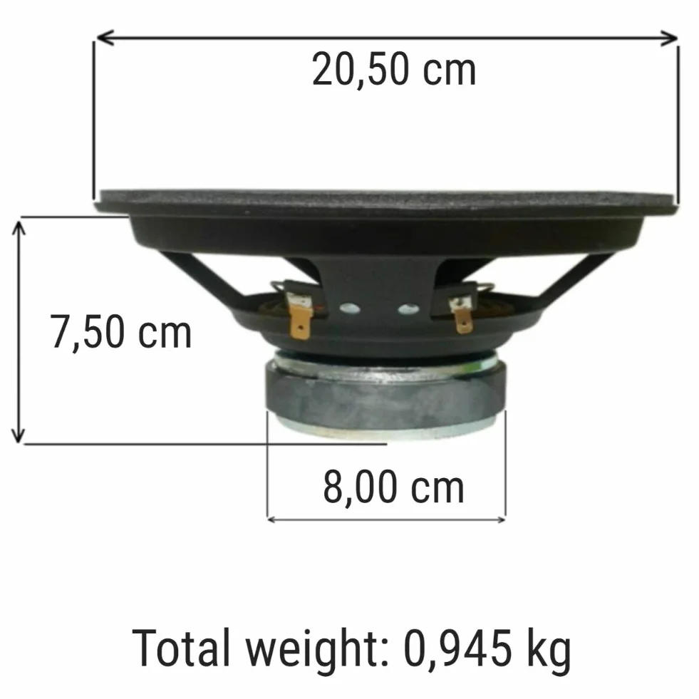 CIARE HW210 HW 210 altoparlante diffusore medio basso woofer da 20,00 cm 200 mm 8" di diametro da 75 watt rms e 150 watt max impedenza 8 ohm per casa dj party auto sospensione in gomma