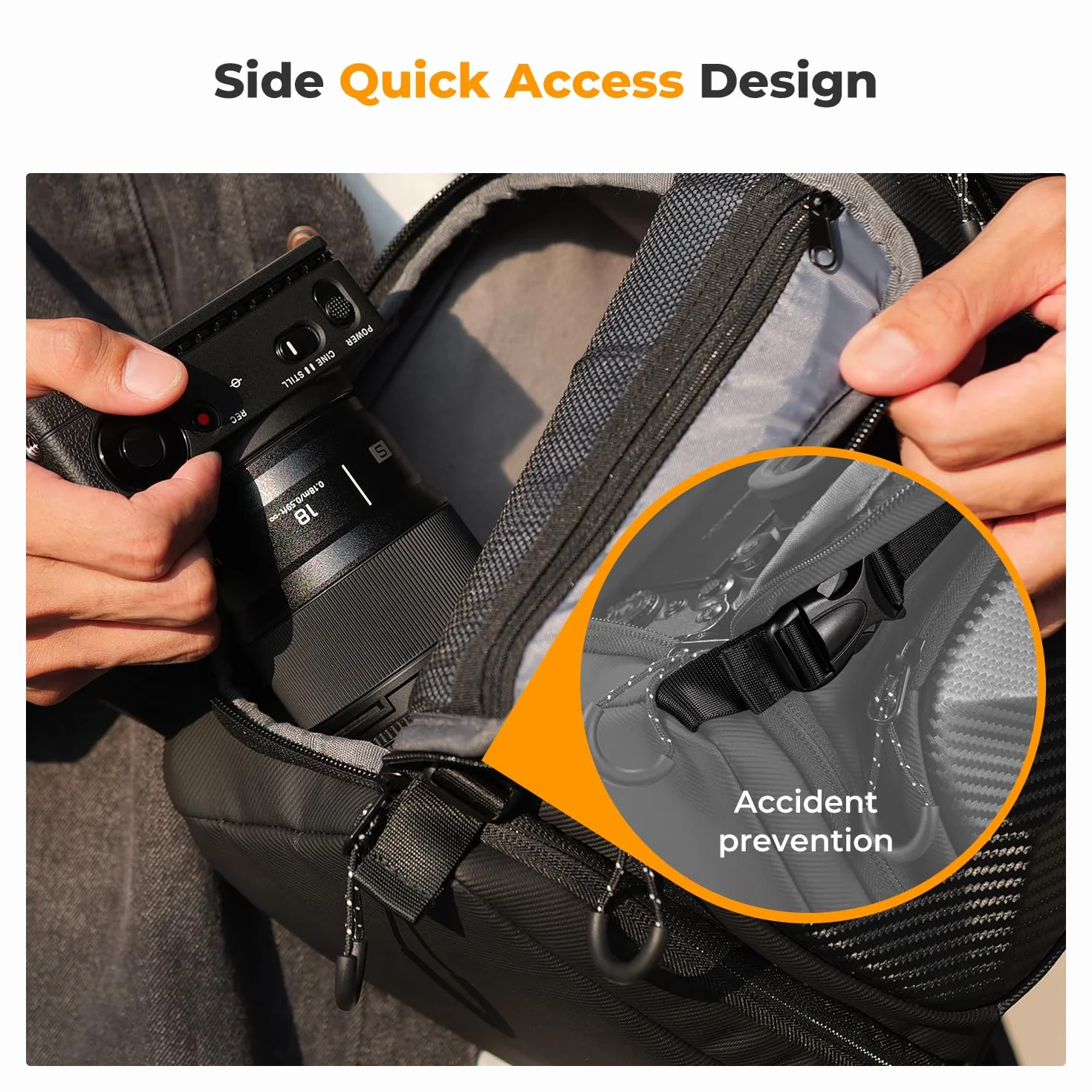 K&F CONCEPT Zaino Fotografico, Borsa a Tracolla per Fotocamera Monospalla Impermeabile, Zaino Fotografico Piccolo Casual Antifurto Compatibile con DSLR SLR Mirrorless macchina fotografica