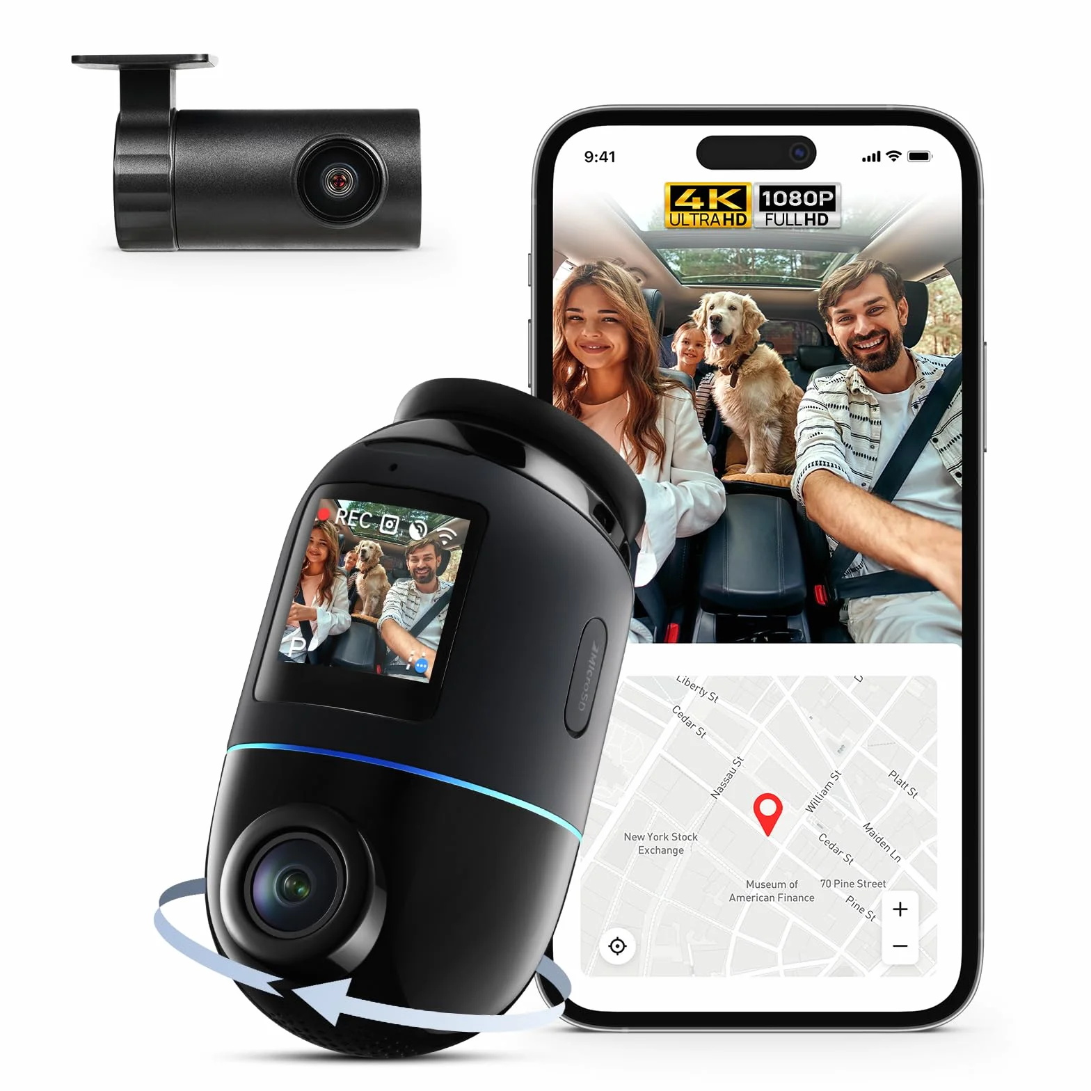70mai Dash Cam 4K Omni, Dual-Channel 4K+1080P DashCam Auto 360 Gradi, Rilevamento Movimento AI, Visione Notturna, 5GHz WiFi6 GPS Telecamera per Auto, Modalità Parcheggio 24H, Controllo APP, Max 512G