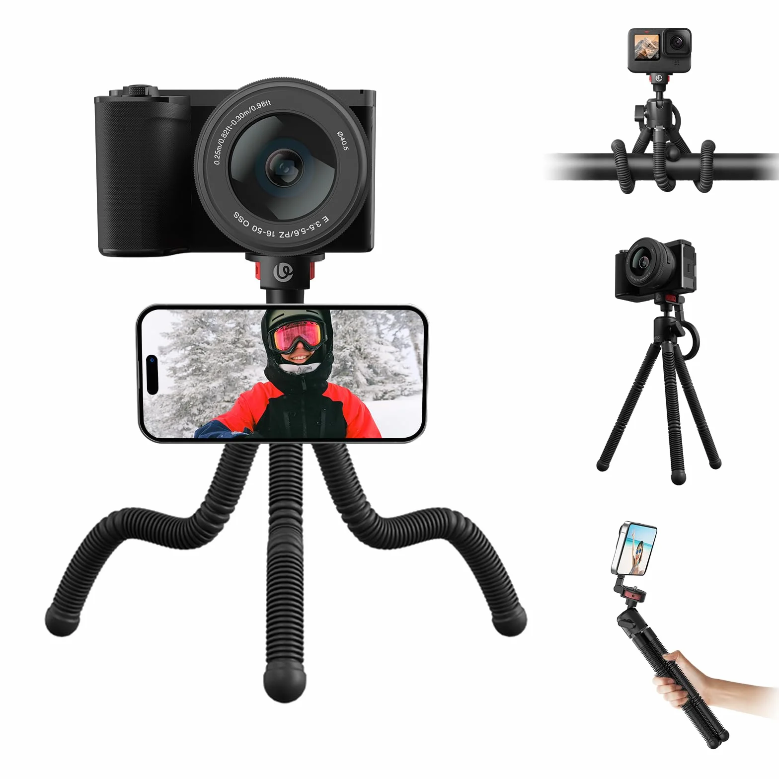 ULANZI MT30 cavalletto fotografico flessibile, Mini treppiede cellulare portatile magnetico per iPhone con filettatura da 1/4", Mini treppiede octopus per fotocame compatte per ripresa foto e video